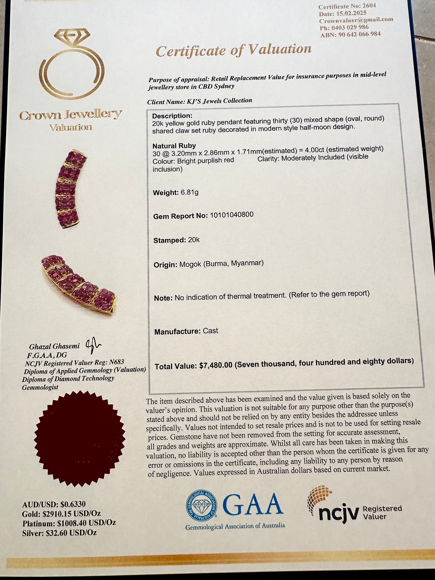 Artisanal Choker or Pendant with Natural Unheated Burmese Rubies in Solid Gold Chain.