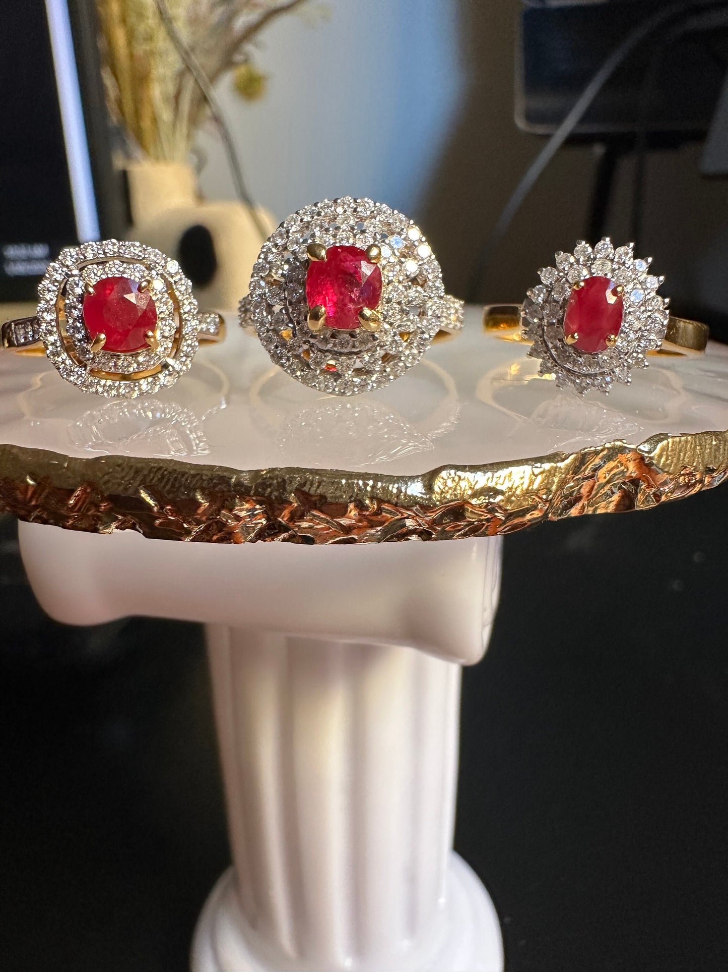Burmese Natural Unheated Ruby (1.04CT) and Natural Diamonds Ring in 18K Solid Gold
