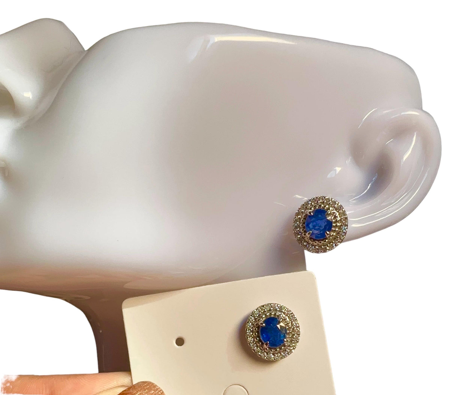 2.20 CT Burmese Natural Unheated Sapphires & Diamond Earring with 18K Solid White Gold
