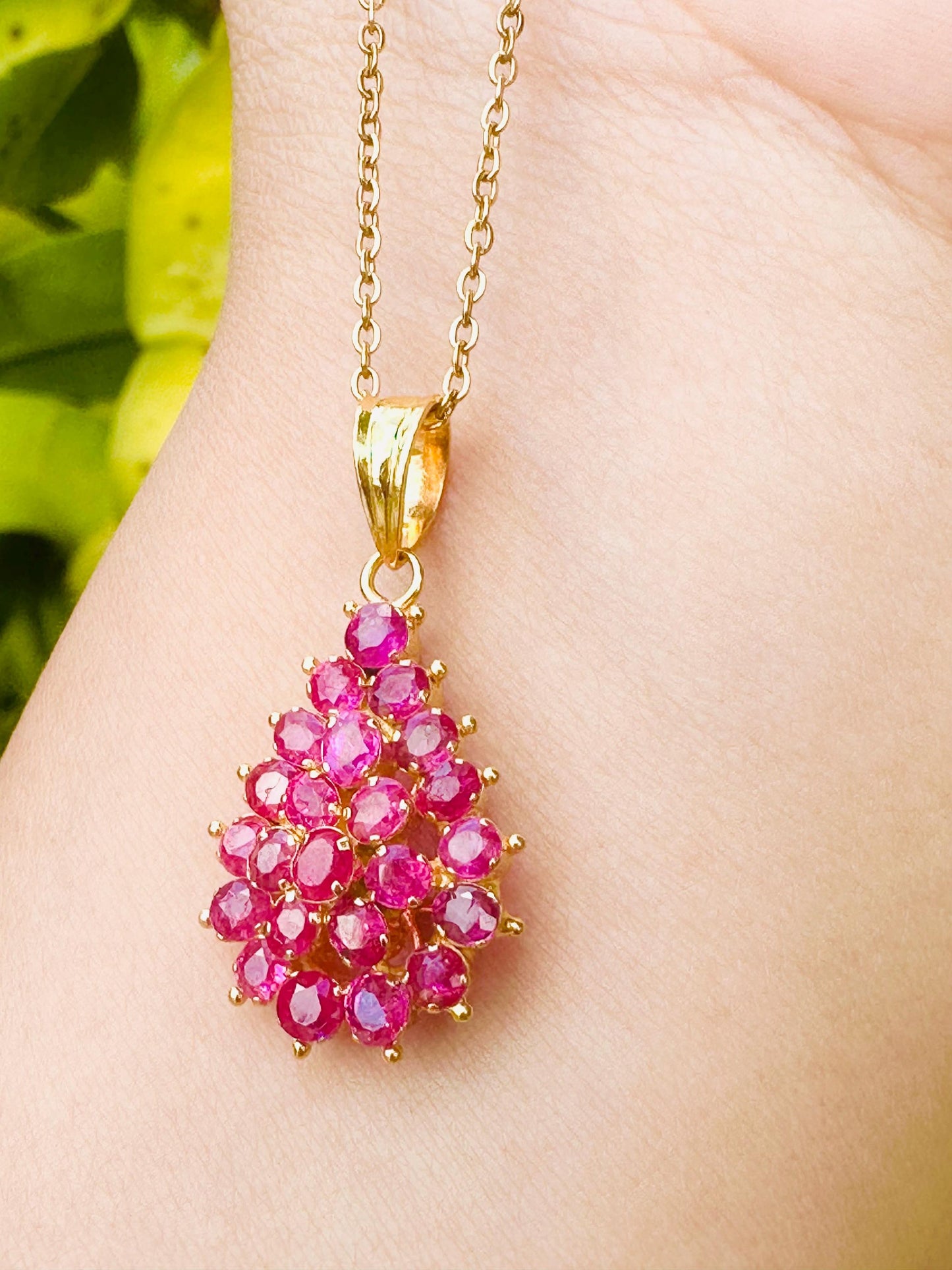 Beautiful Teardrop pendant in Natural Unheated Burmese Ruby (total 4 carats) and 20K Solid Gold