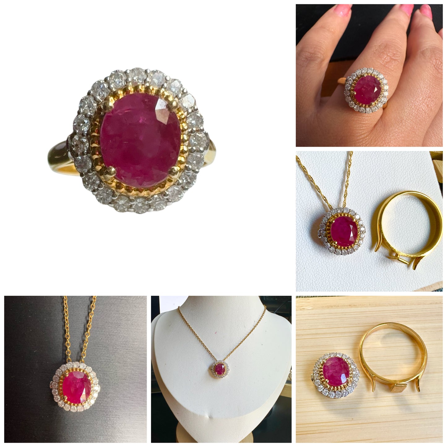 2 Ways Style - Ring or Pendant with Burmese Natural Unheated Ruby (2.5 Carats) and Natural Diamonds