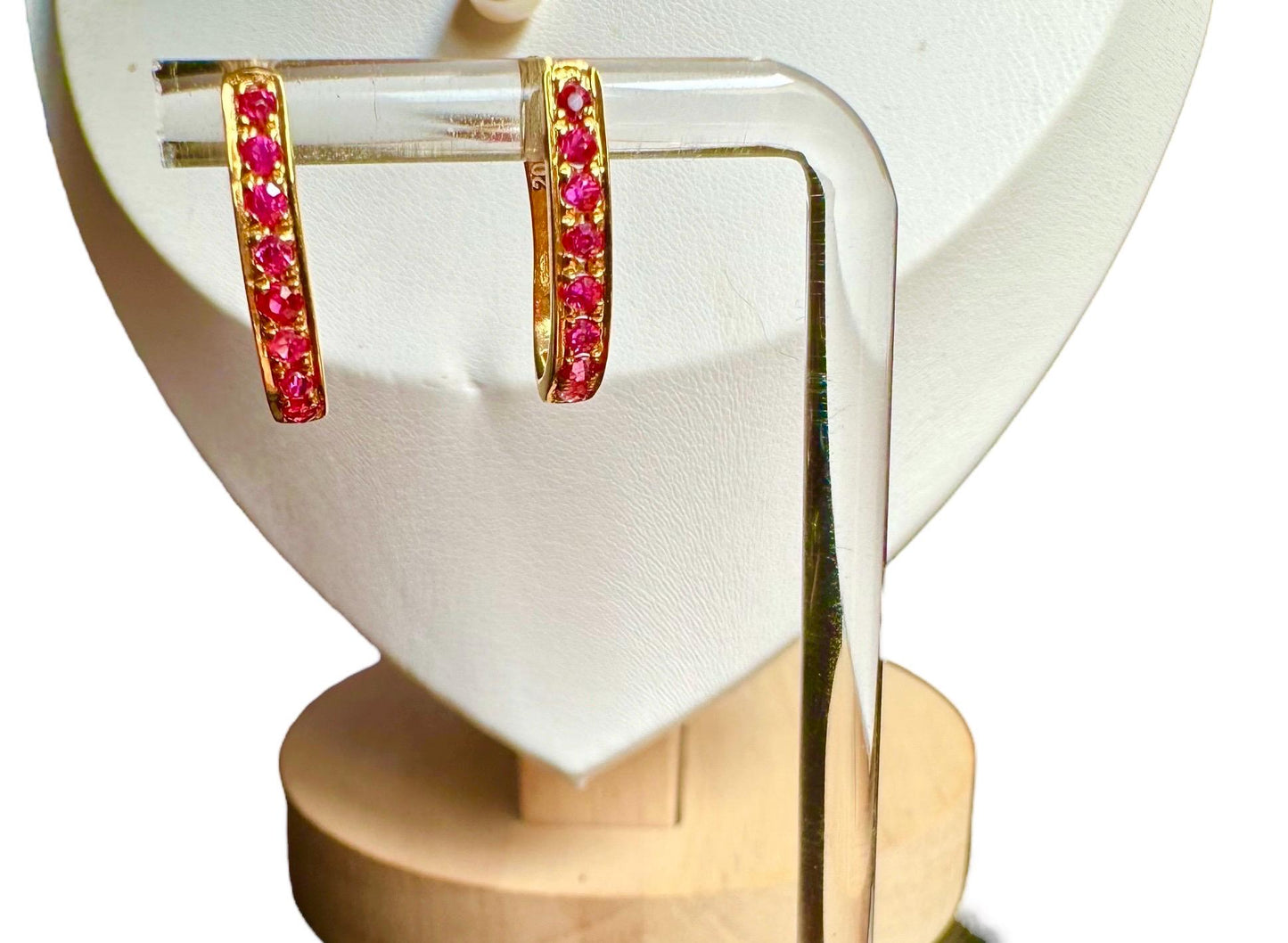 Natural Unheated Burmese Ruby (1.5CT) in 20K Solid Yellow Gold Earrings
