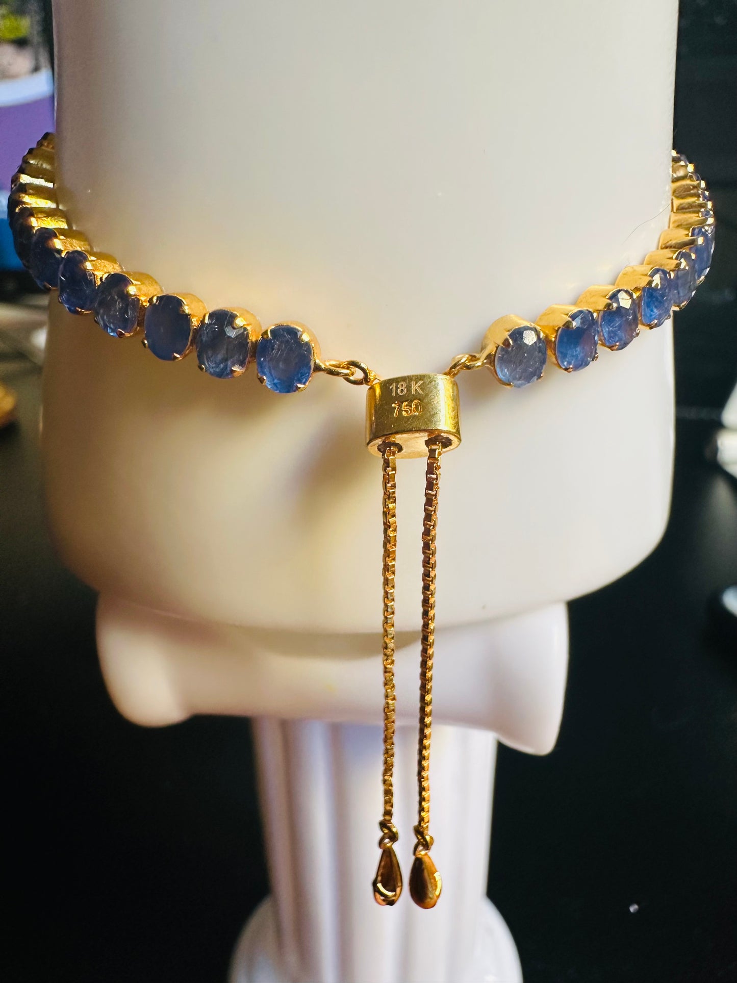 Natural Unheated Burmese Sapphire (12CT) Bracelet in 18K Solid Gold