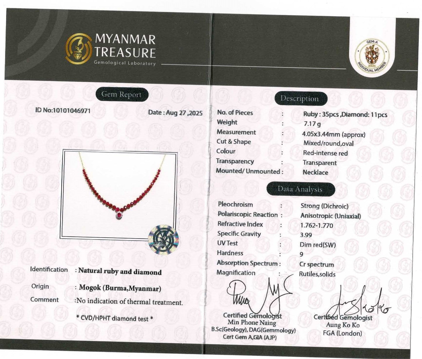 Eternal Red Elegance – Natural Unheated Burmese Ruby, Natural Diamonds & 18K Gold Masterpiece