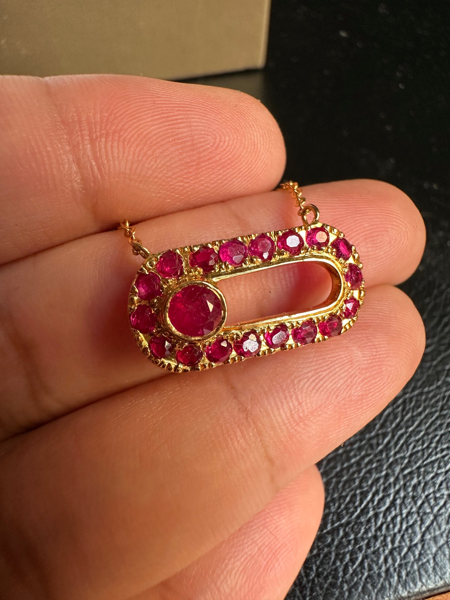 Natural Unheated Burmese Ruby (2.15CT) Pendant Necklace in 20K Solid Gold.