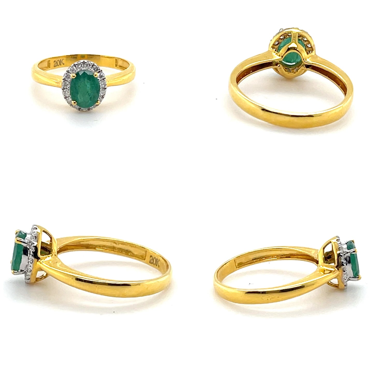 Beautiful Natural Emerald Ring in 20K solid gold, with Natural Diamonds