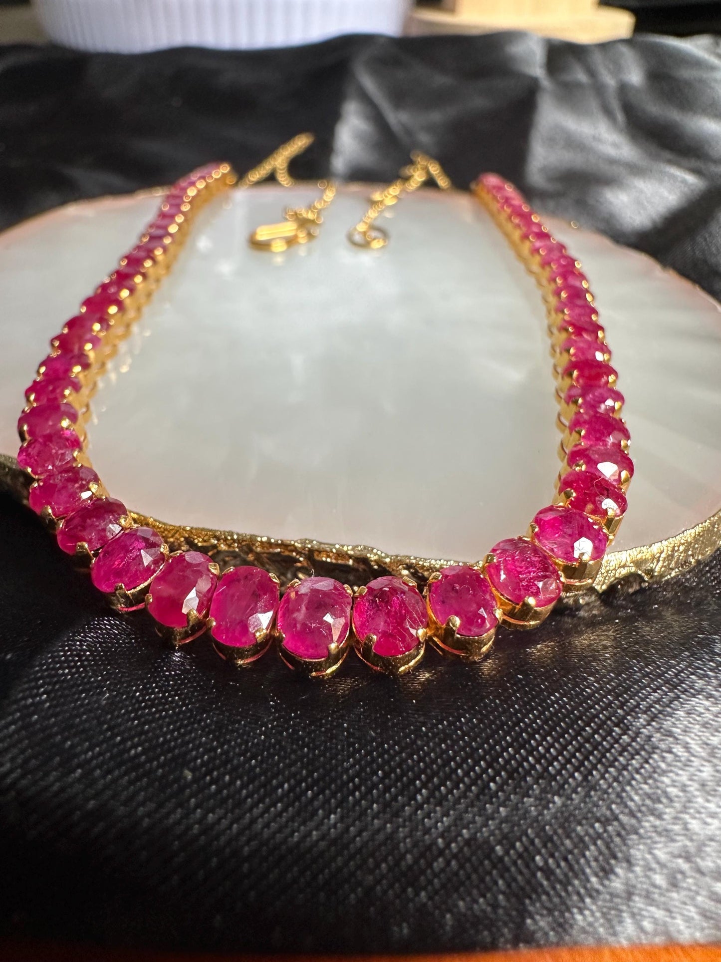 Total 21CT Natural Unheated Burma Ruby necklace/tennis necklace in 20K Gold