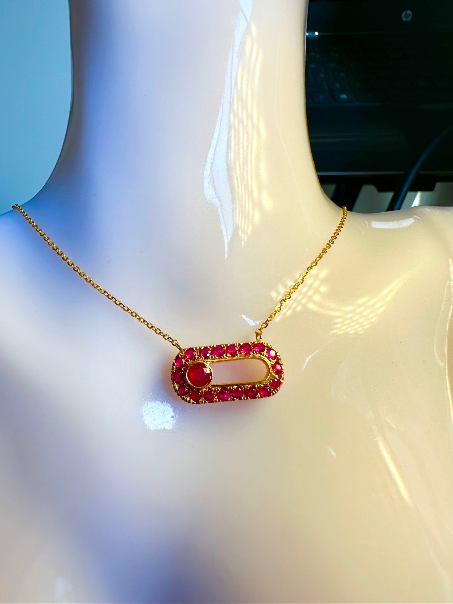 Natural Unheated Burmese Ruby (2.15CT) Pendant Necklace in 20K Solid Gold.