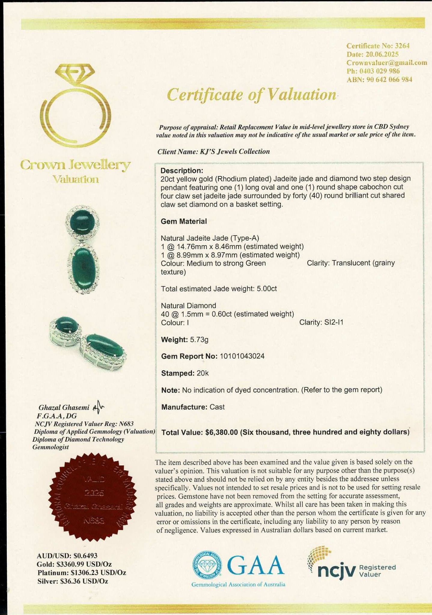 Two Step Drop Pendant Natural Untreated Burmese Jadeite & Diamonds