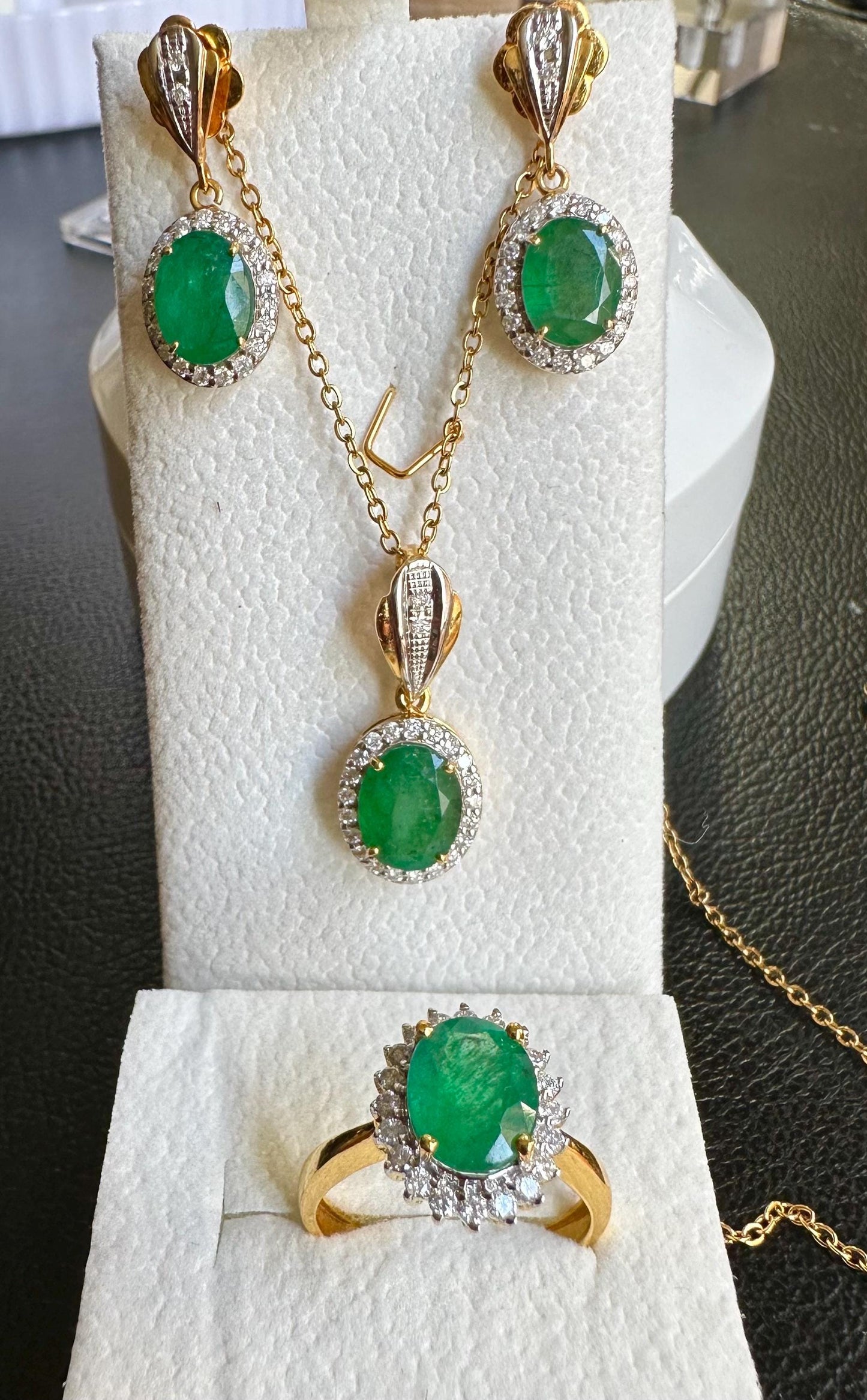Princess Diana Ring Inspired Natural Emerald in 20K solid gold, with Natural Diamonds