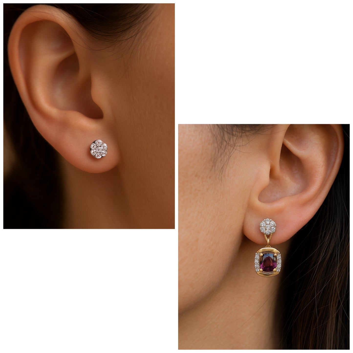 Multi-Way Natural Unheated Burmese Spinel Earrings – Includes Natural Diamond Studs