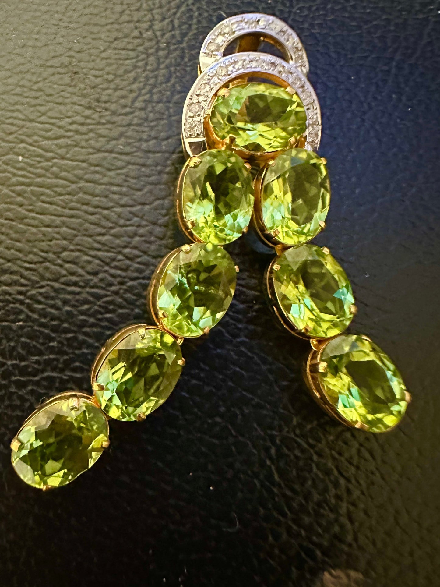 Natural Unheated Burmese Peridot (11 CT) and Natural Diamonds Pendant in 18K Solid Gold