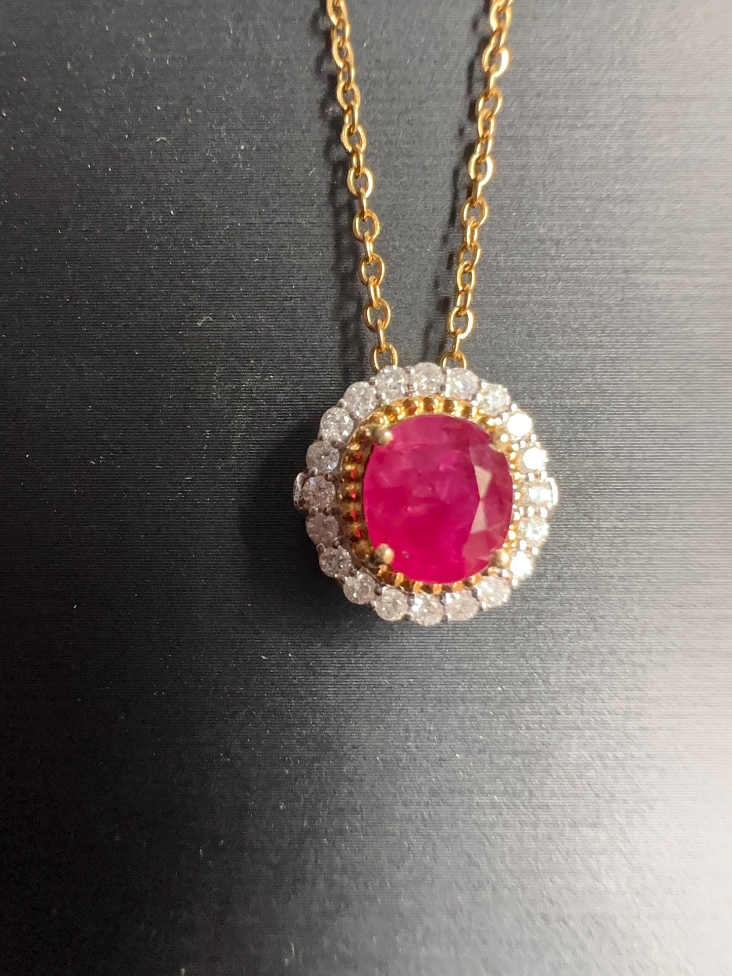2 Ways Style - Ring or Pendant with Burmese Natural Unheated Ruby (2.5 Carats) and Natural Diamonds