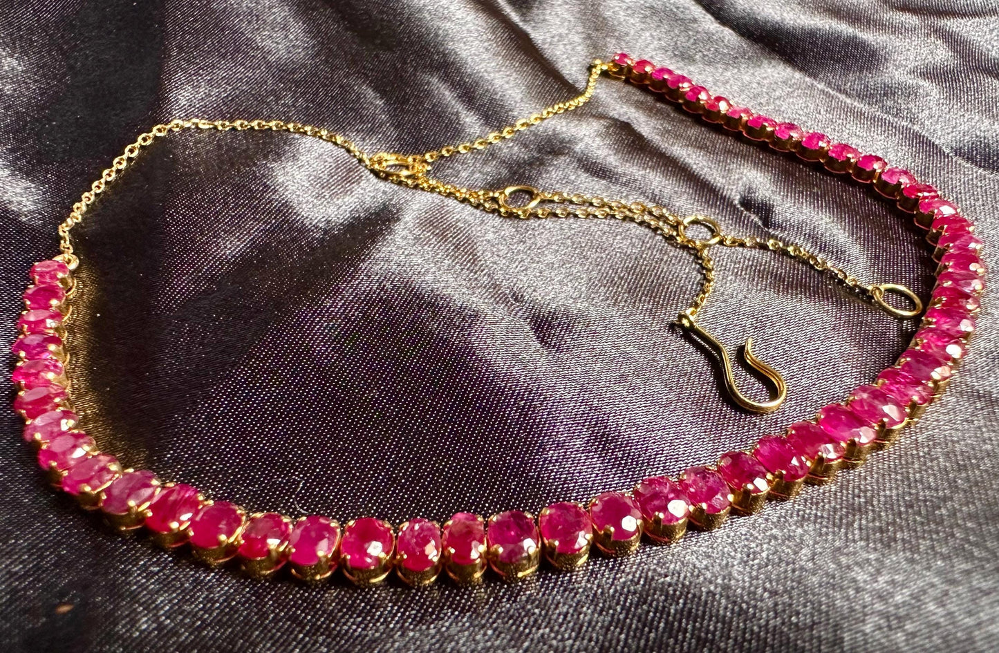 Total 21CT Natural Unheated Burma Ruby necklace/tennis necklace in 20K Gold