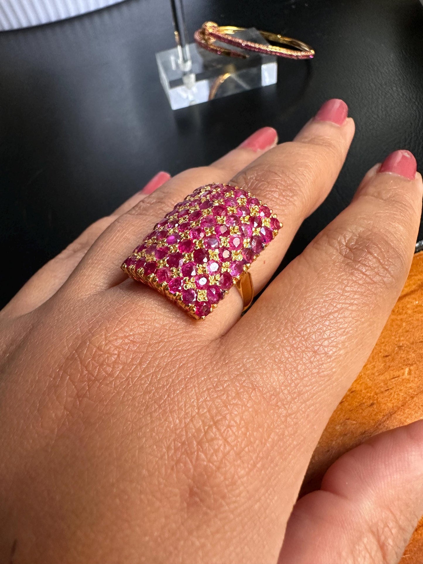 Vintage Sunflower Design Burmese Natural Unheated Ruby (2.65CT) and Diamonds Ring in 20K Solid Gold