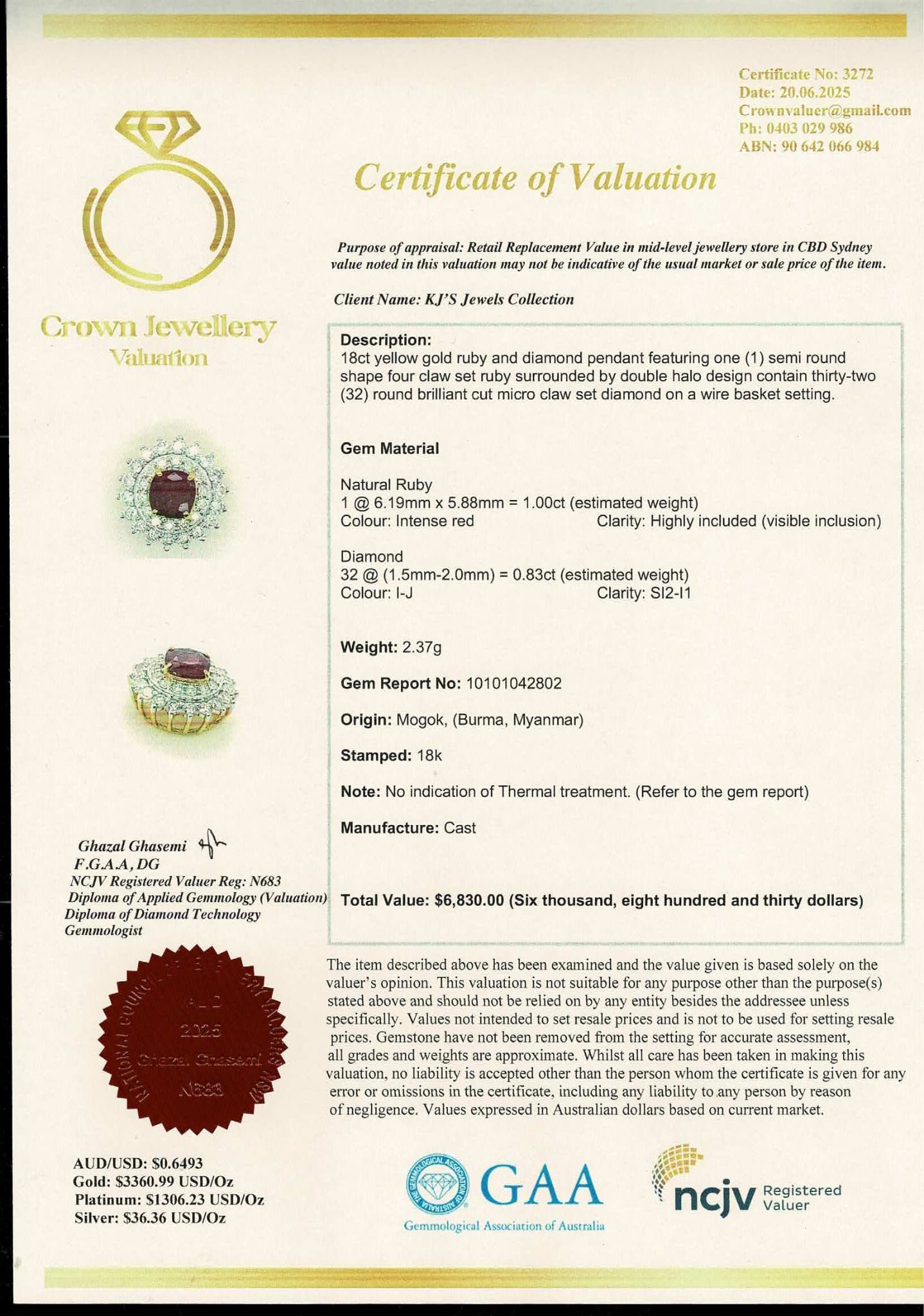 Two Halo Brilliance: Natural Diamonds & Natural Unheated Burmese Ruby (1CT) Pendant with Solid Gold Chain