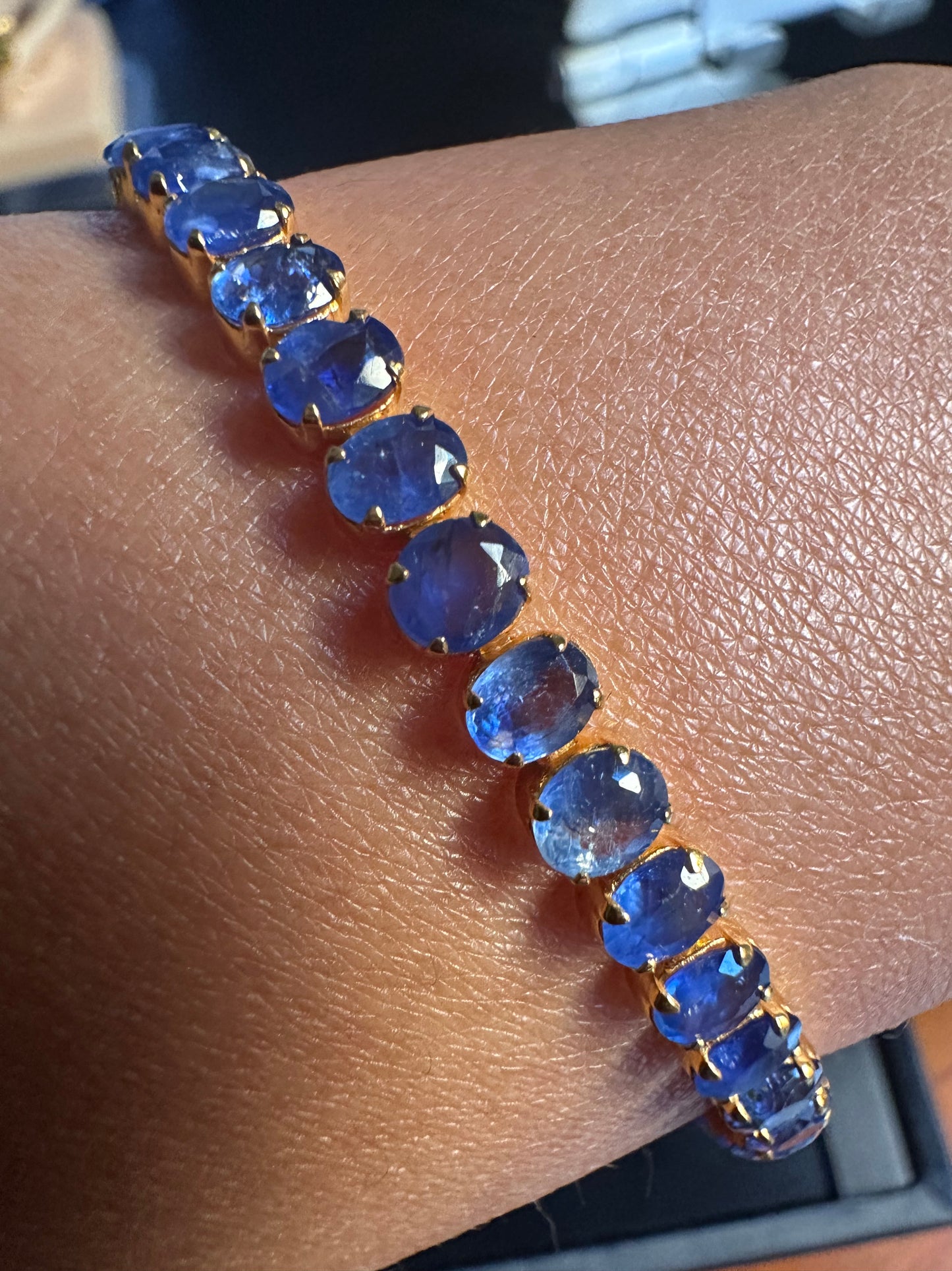 Natural Unheated Burmese Sapphire (12CT) Bracelet in 18K Solid Gold