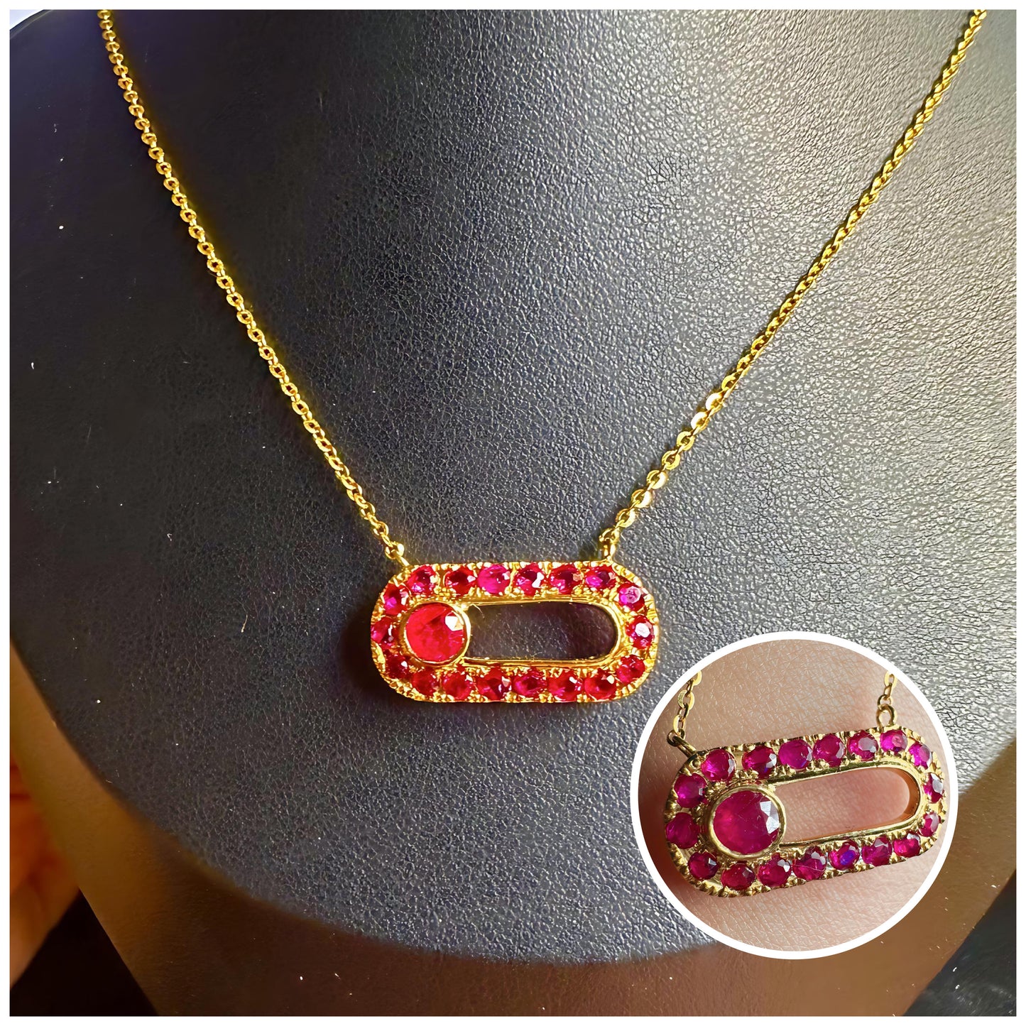 Natural Unheated Burmese Ruby (2.15CT) Pendant Necklace in 20K Solid Gold.