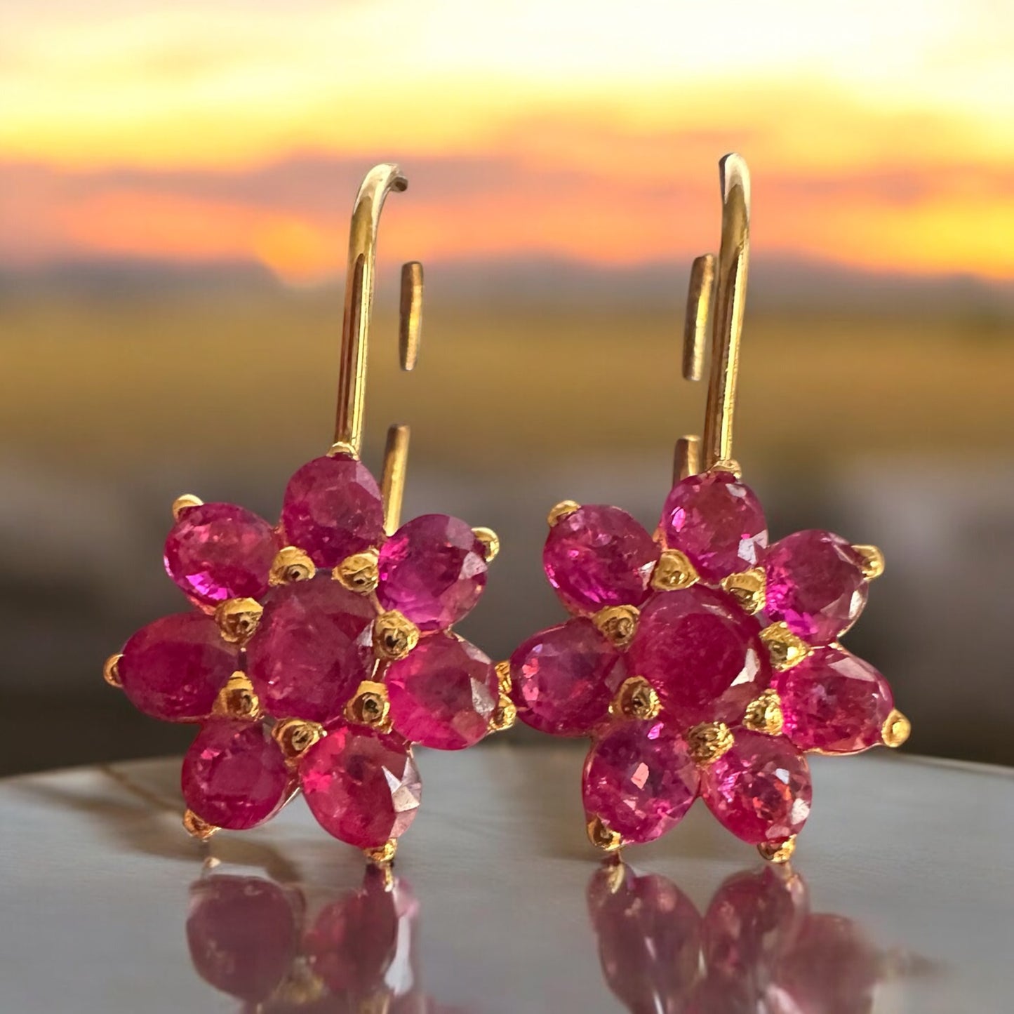 Stunning and Quality Earrings- Featuring Natural Unheated Burmese Ruby (2.752) in 20K Solid Gold.