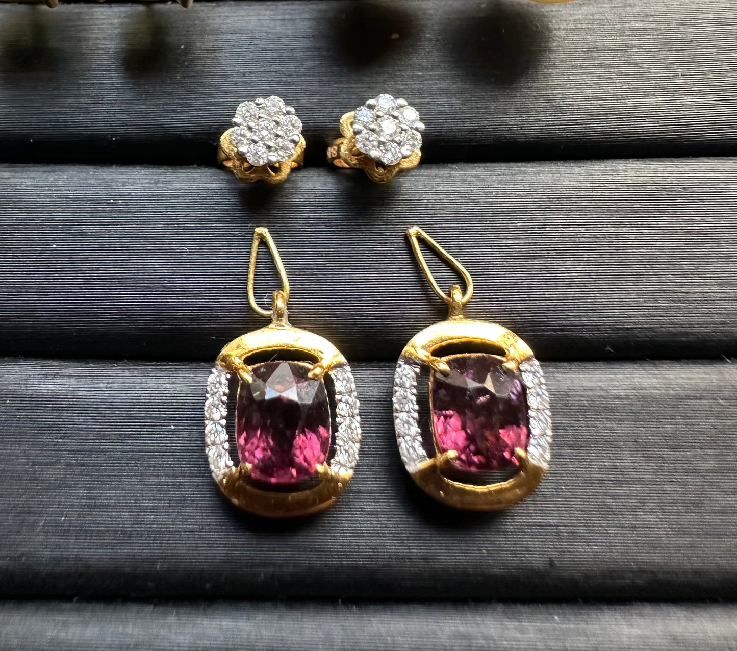 Multi-Way Natural Unheated Burmese Spinel Earrings – Includes Natural Diamond Studs