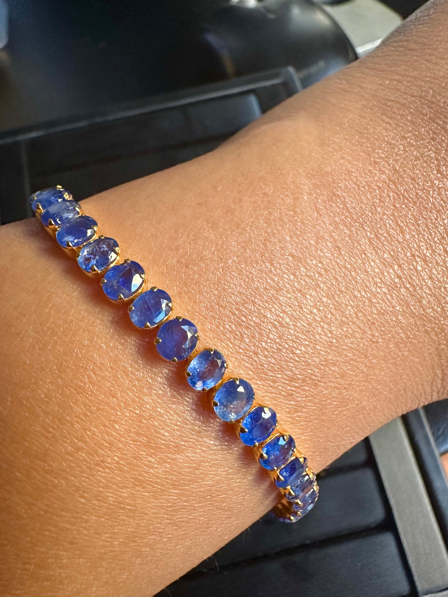 Natural Unheated Burmese Sapphire (12CT) Bracelet in 18K Solid Gold
