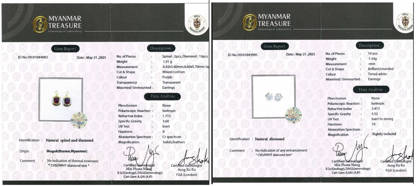 Multi-Way Natural Unheated Burmese Spinel Earrings – Includes Natural Diamond Studs