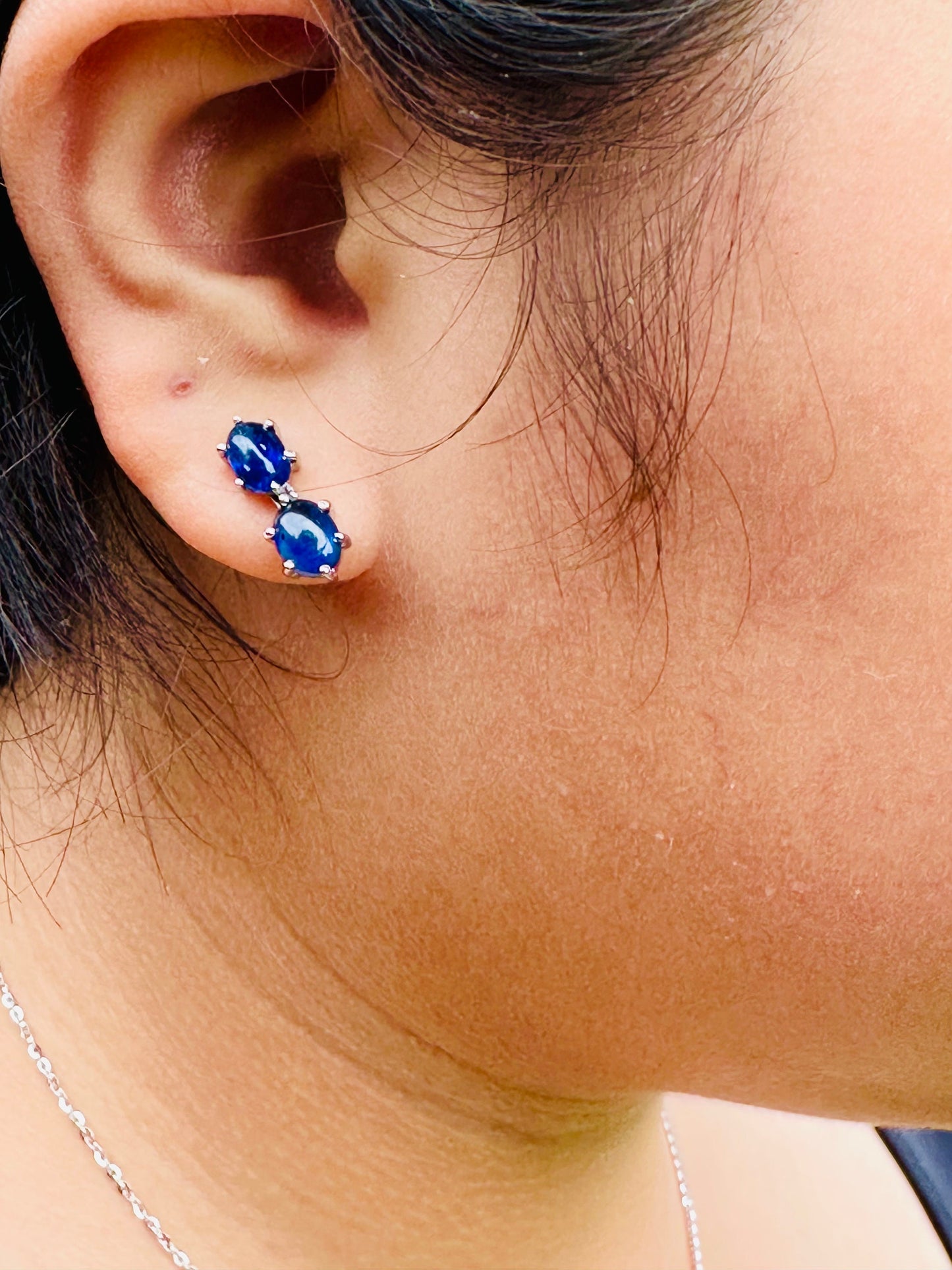 5.3 CT Natural Unheated Burmese (4) Sapphire Cabochons Earring