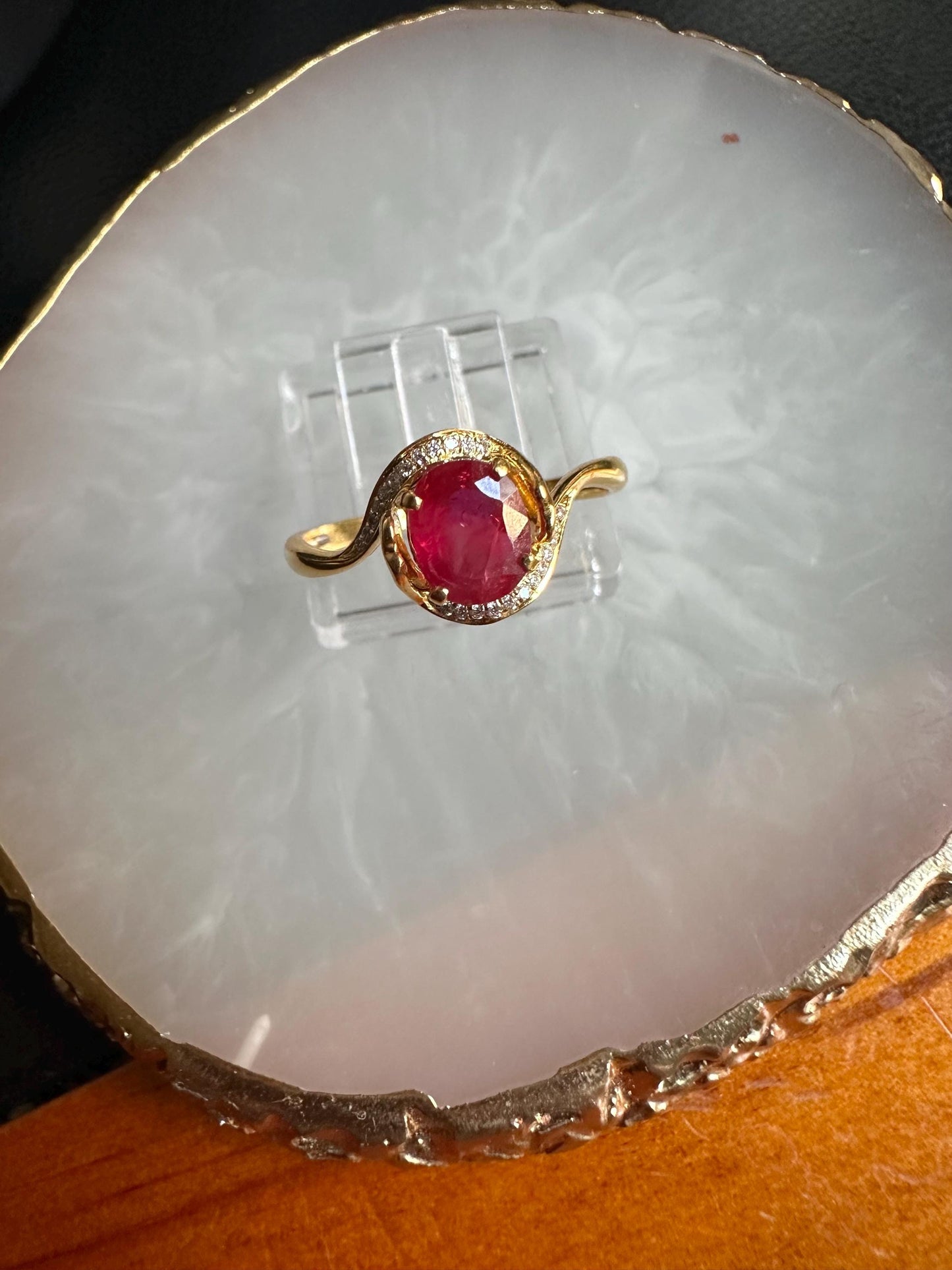Beautiful Burmese Natural Unheated Ruby (1.08CT) and Natural Diamonds Ring in 18K Solid Gold