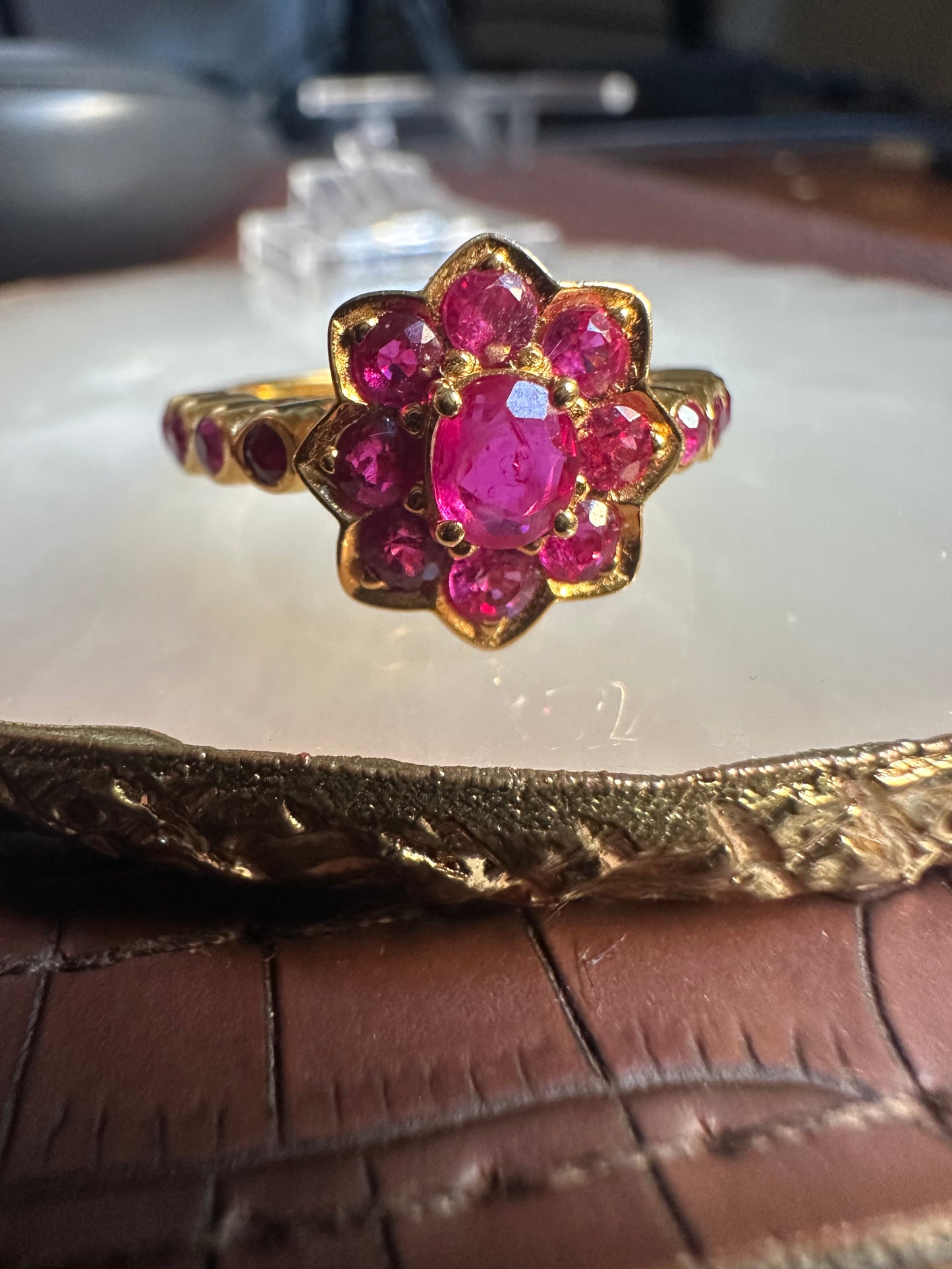 Lotus Blossom Natural Unheated Burmese Ruby (2.5CT) Ring set in 20K Solid Gold.