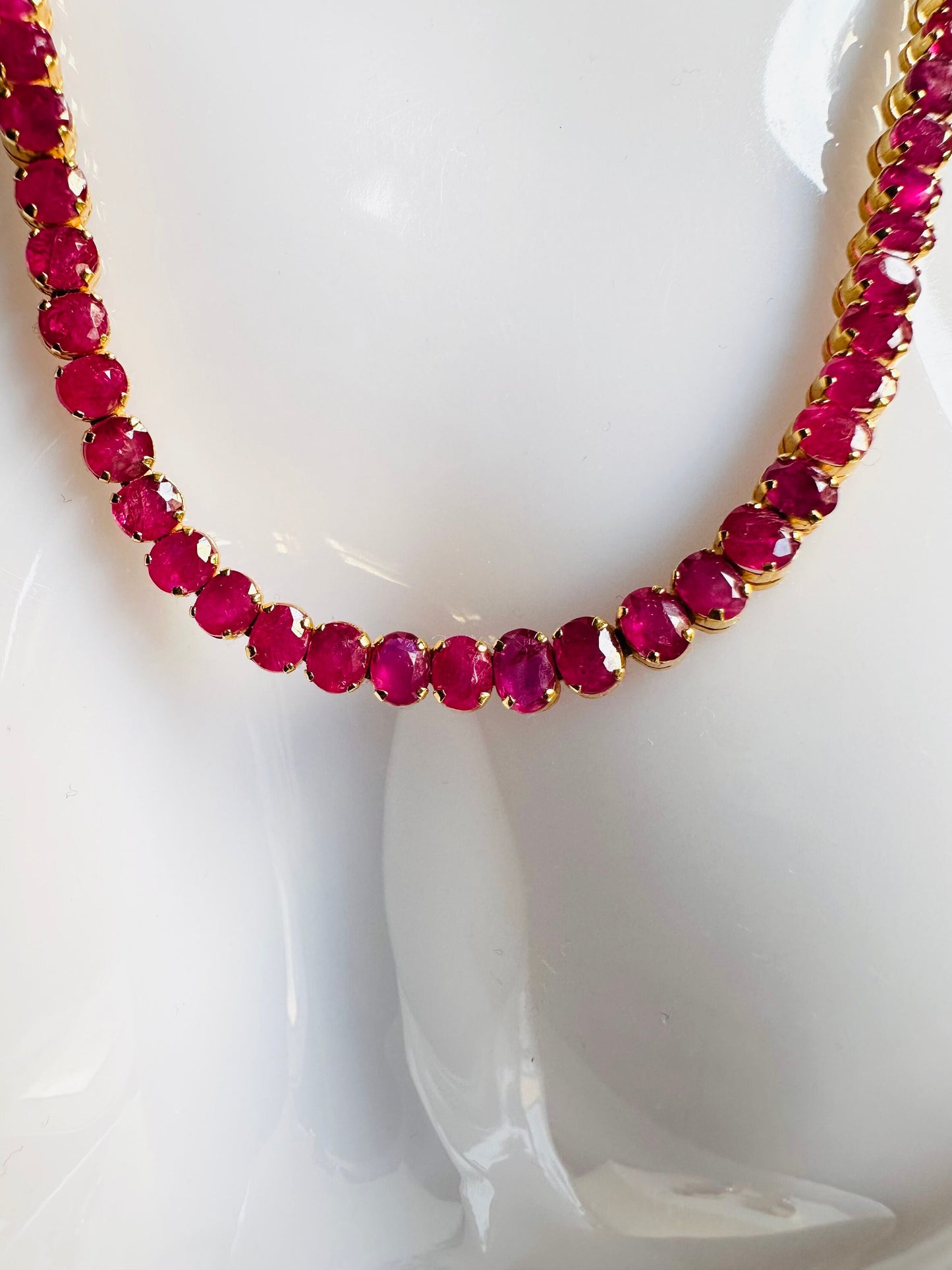 Total 21CT Natural Unheated Burma Ruby necklace/tennis necklace in 20K Gold