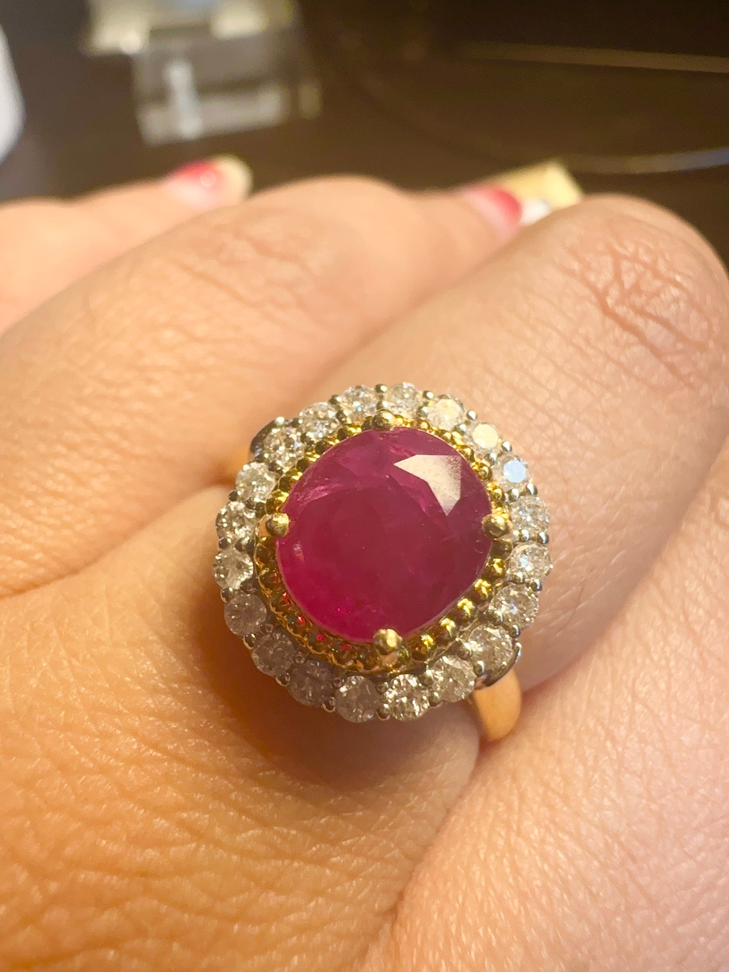 2 Ways Style - Ring or Pendant with Burmese Natural Unheated Ruby (2.5 Carats) and Natural Diamonds