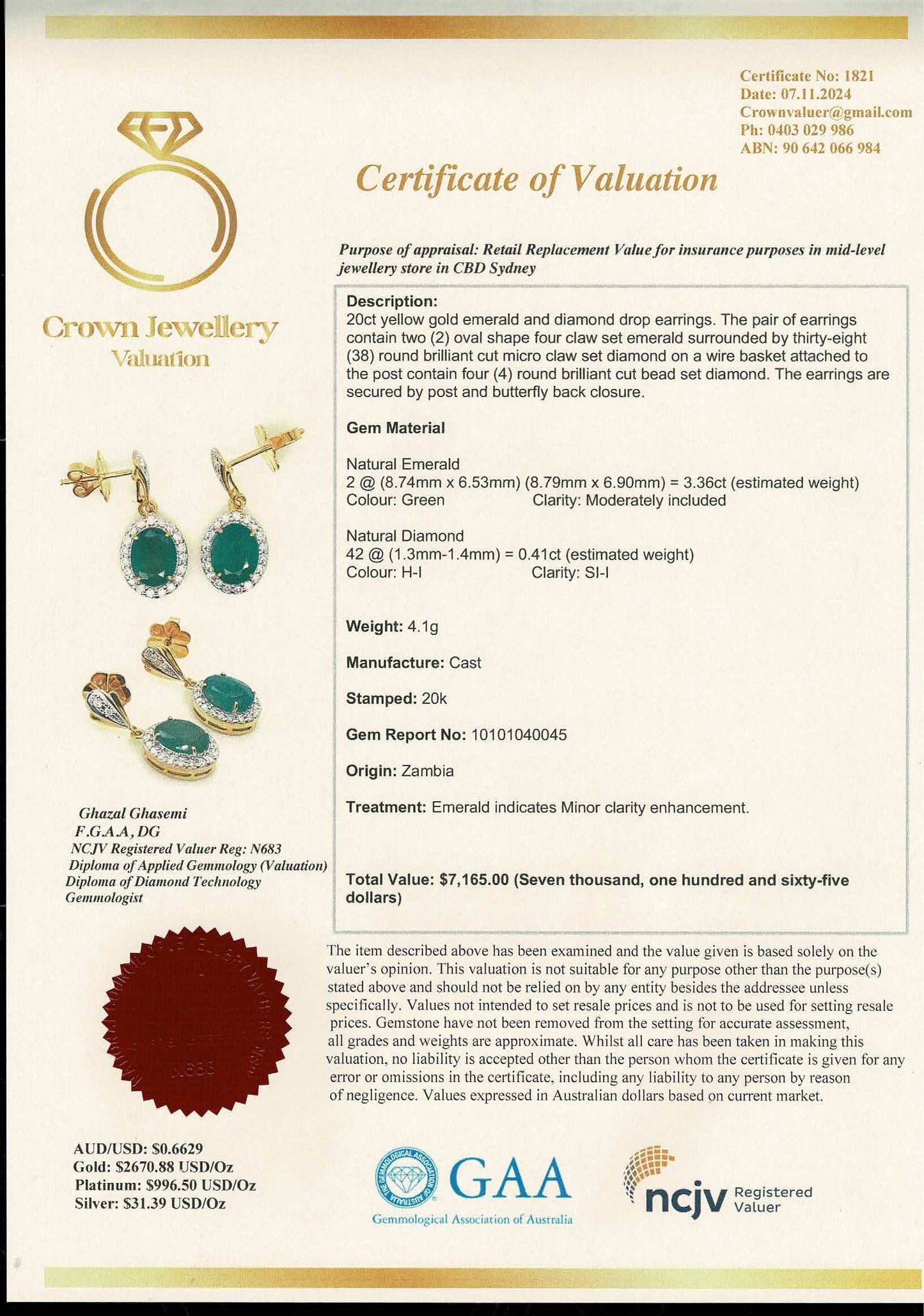 Timeless Natural Emerald & Diamond Dangle Earrings in 20K Solid Gold
