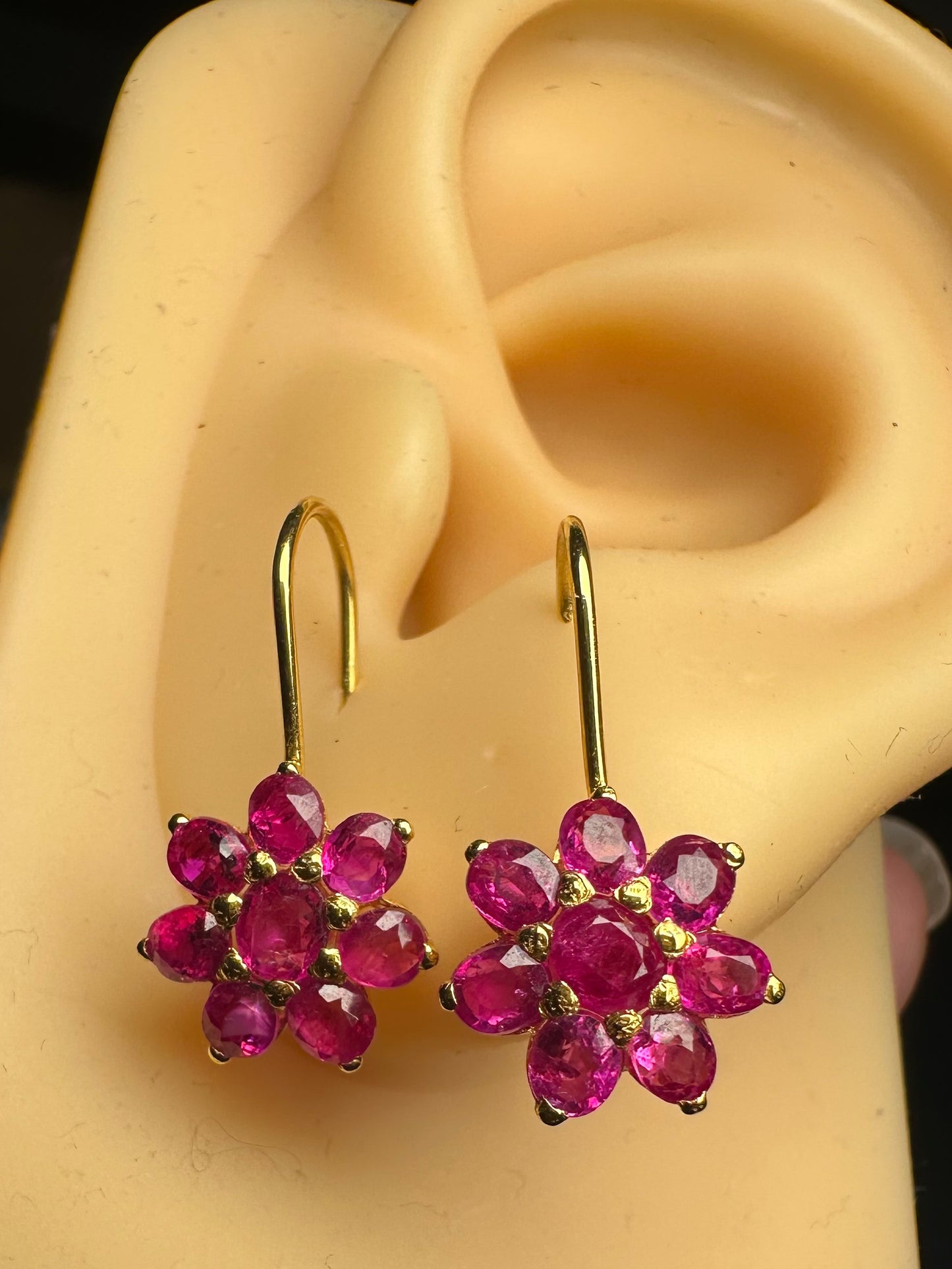 Stunning and Quality Earrings- Featuring Natural Unheated Burmese Ruby (2.752) in 20K Solid Gold.