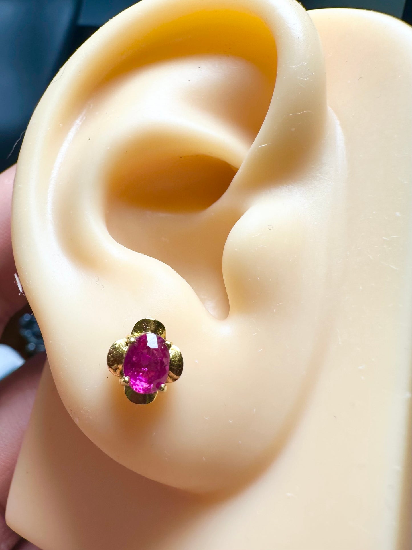 Timeless Nature Unheated Burmese Ruby Earrings Stud– 18K Solid Gold