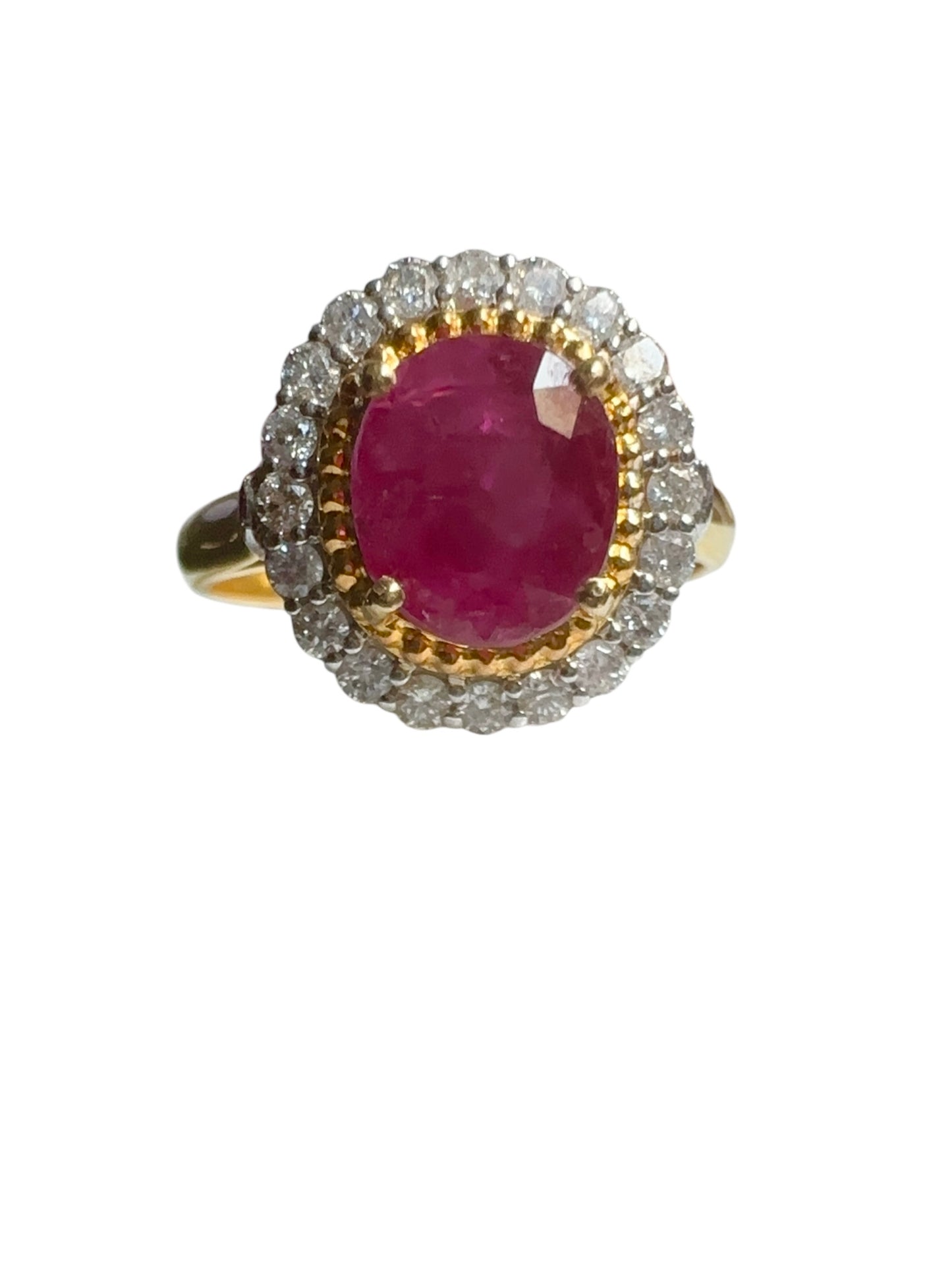 2 Ways Style - Ring or Pendant with Burmese Natural Unheated Ruby (2.5 Carats) and Natural Diamonds