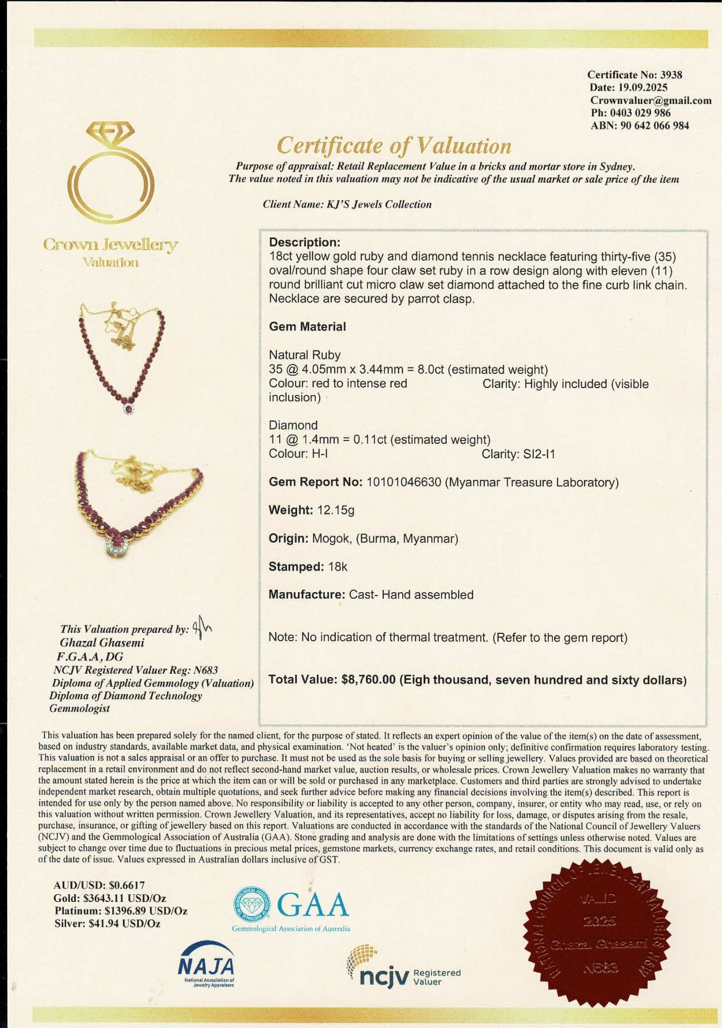 Eternal Red Elegance – Natural Unheated Burmese Ruby, Natural Diamonds & 18K Gold Masterpiece