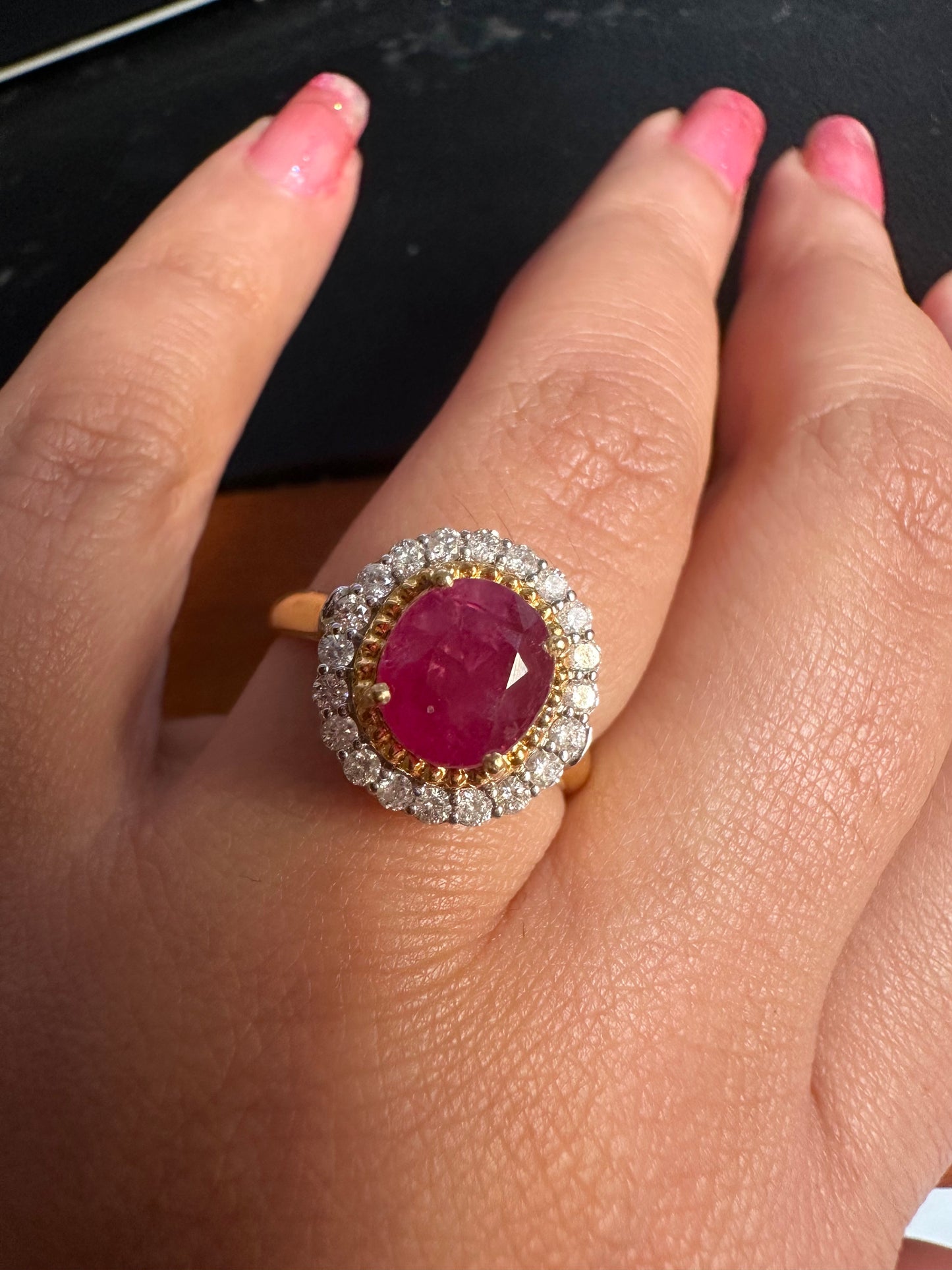 2 Ways Style - Ring or Pendant with Burmese Natural Unheated Ruby (2.5 Carats) and Natural Diamonds