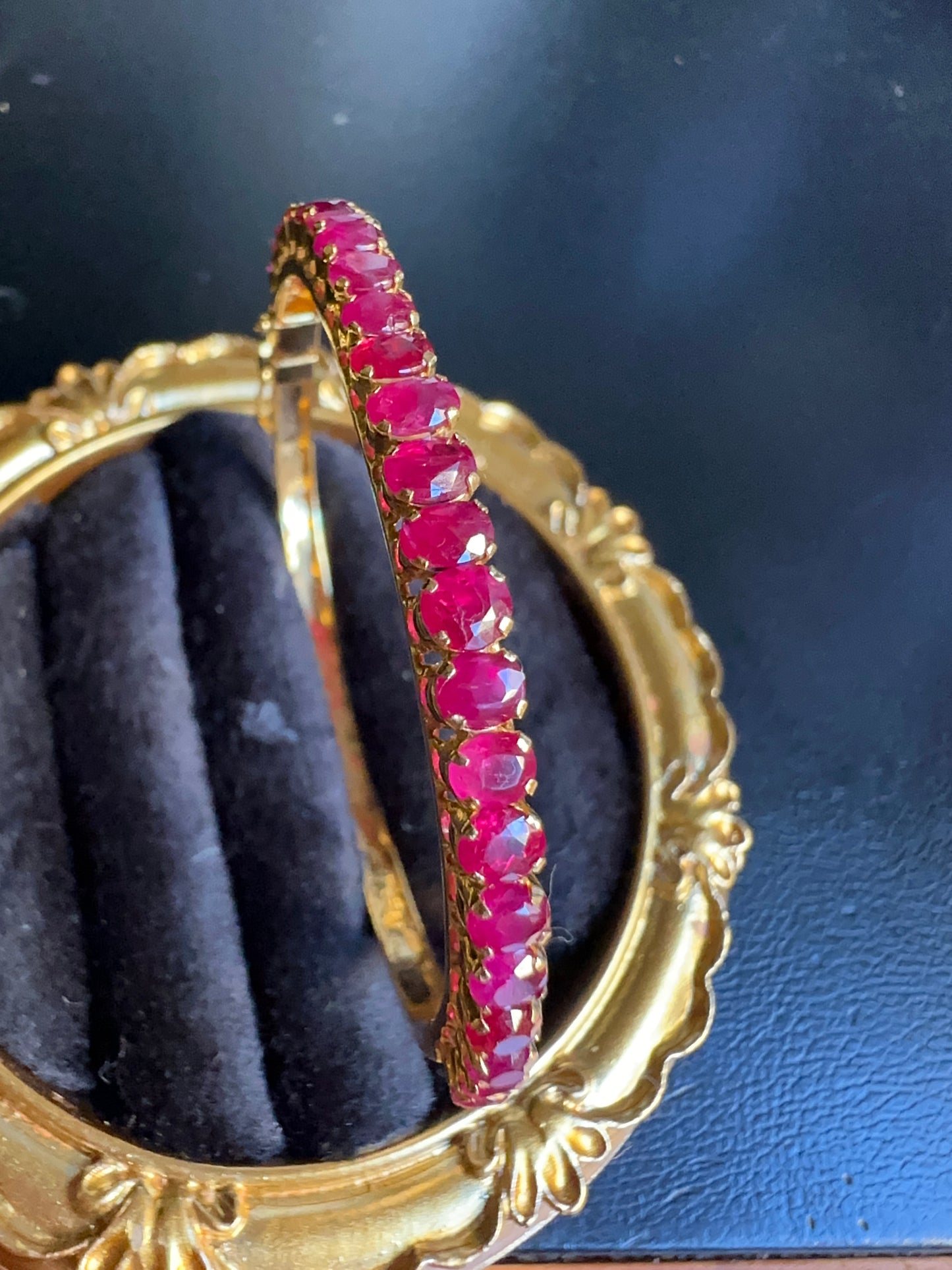 Natural Unheated Burmese Rubies (8.25CT) Bangle in 20K Solid Gold