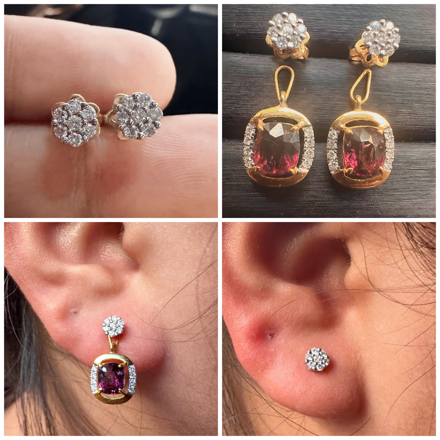 Multi-Way Natural Unheated Burmese Spinel Earrings – Includes Natural Diamond Studs