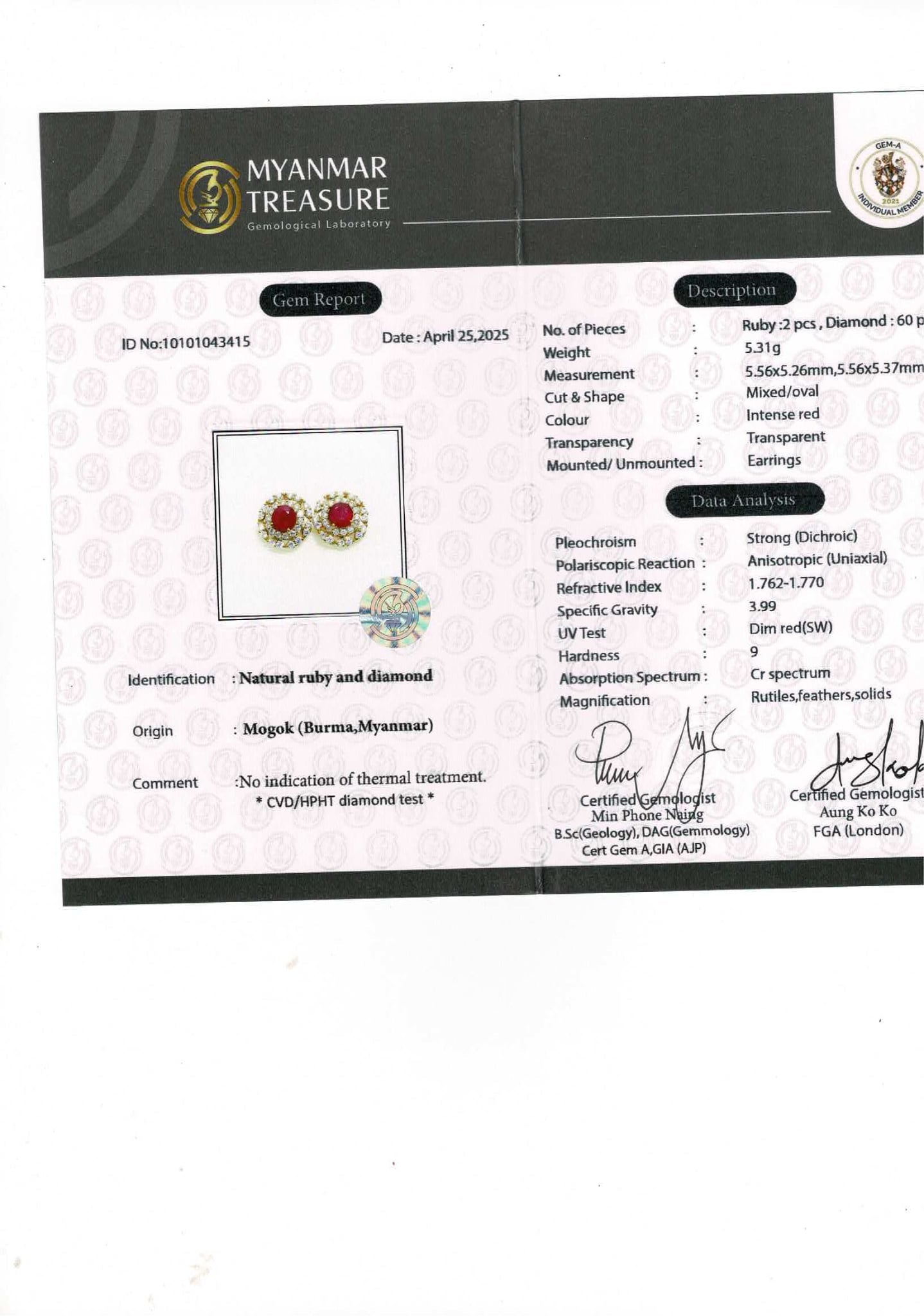 2 Full Carats of Natural Unheated Burmese Ruby & Diamond Halo Earring Set (Matching Pendant Available)