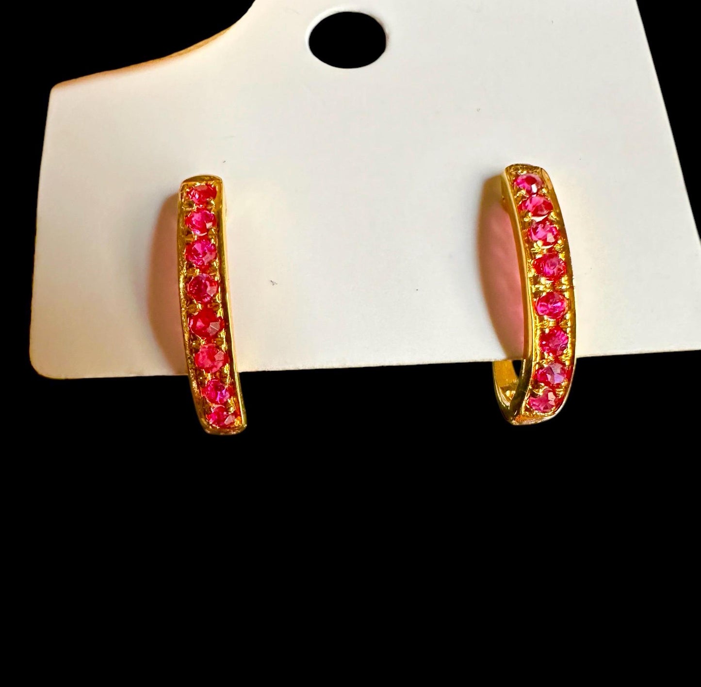 Natural Unheated Burmese Ruby (1.5CT) in 20K Solid Yellow Gold Earrings