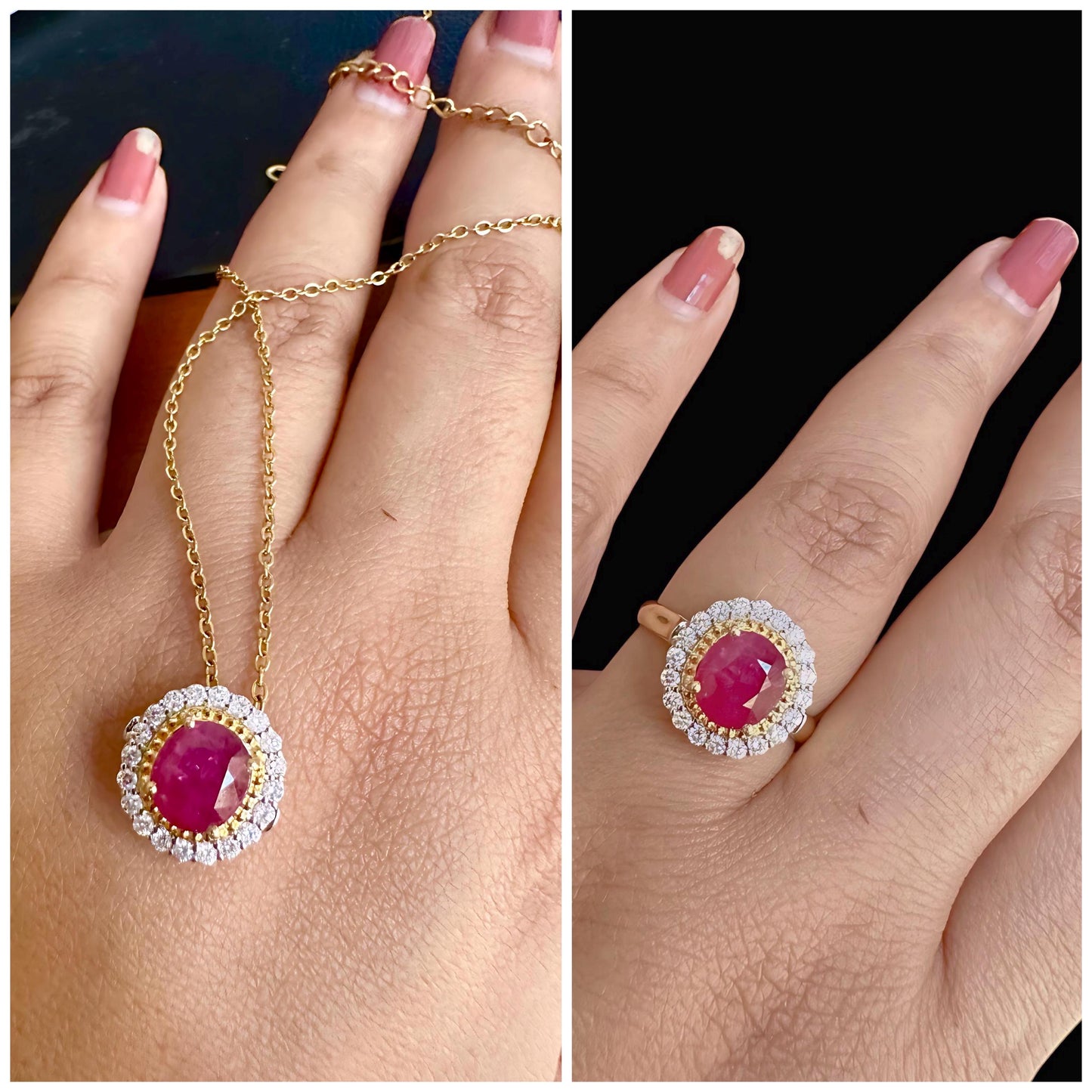 2 Ways Style - Ring or Pendant with Burmese Natural Unheated Ruby (2.5 Carats) and Natural Diamonds