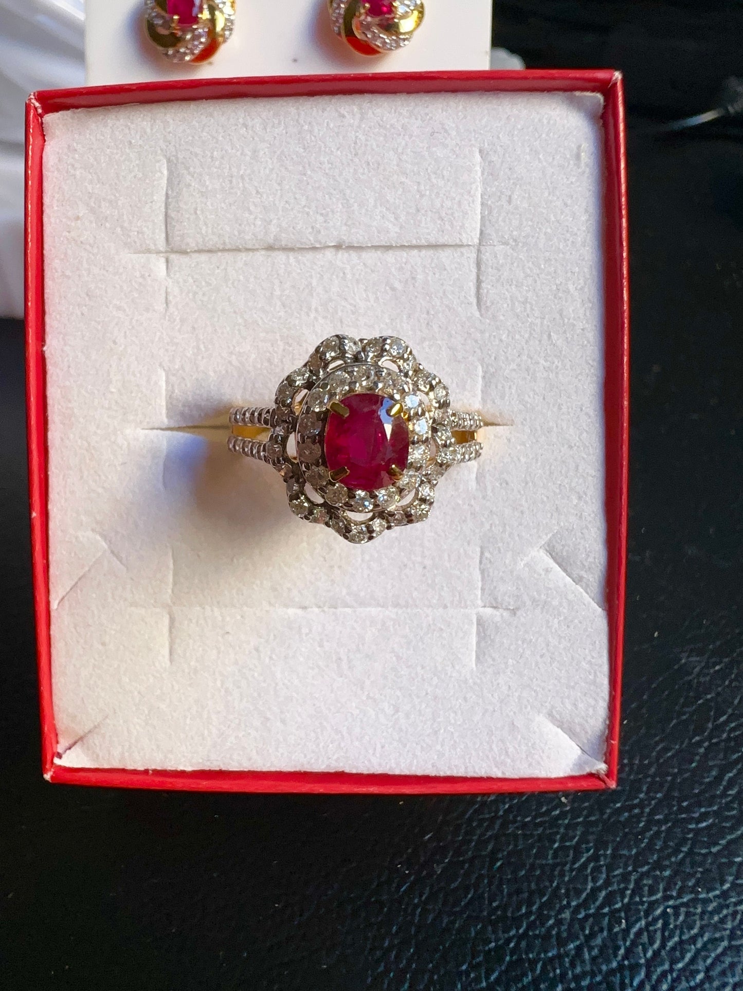 Beautiful Blood Red colour Natural Unheated Burmese Ruby (1.1CT) with Natural Diamonds Ring
