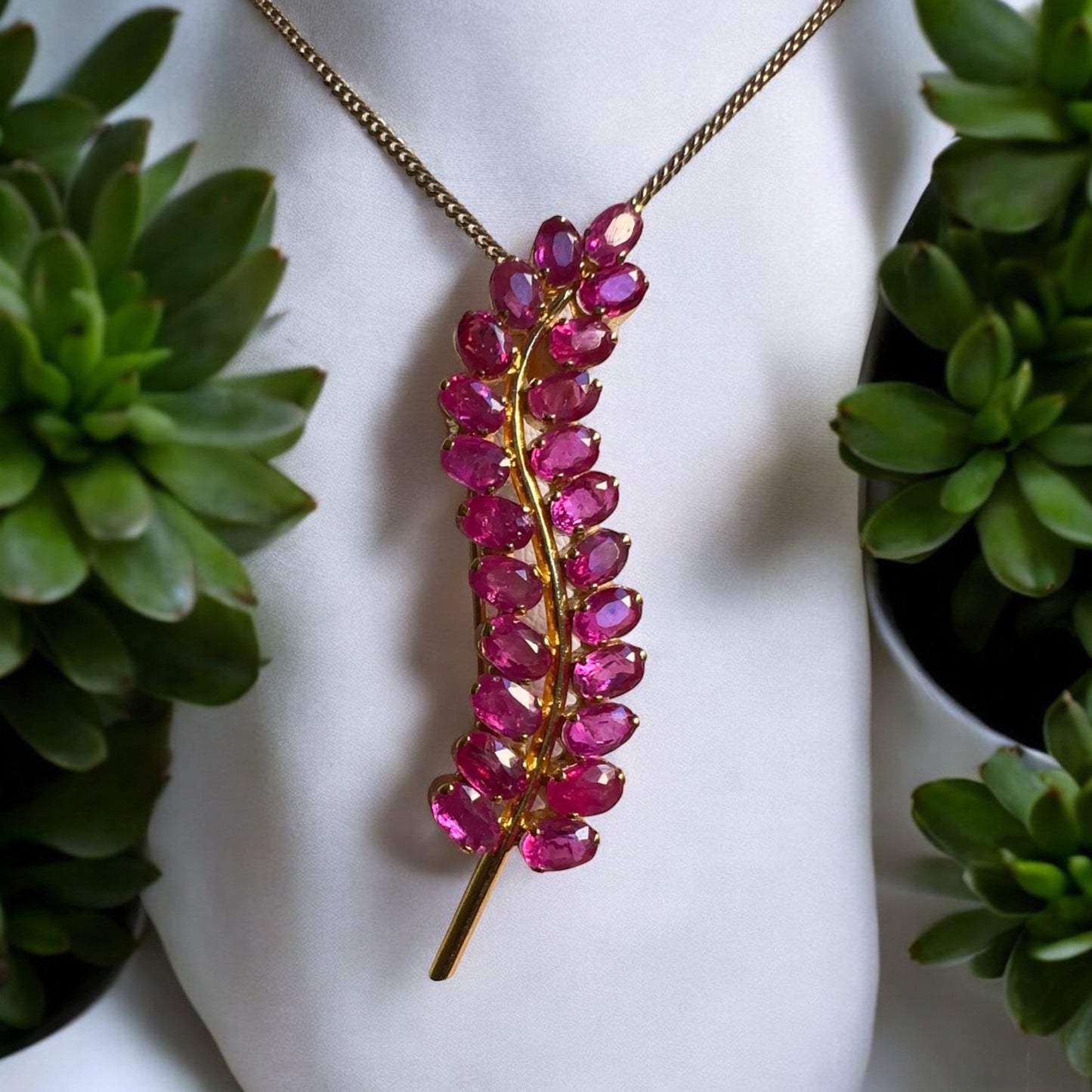 Two Ways (Pendant + Brooch) in Natural Unheated Burma Ruby (total 3.56CT) and 18K Solid Gold