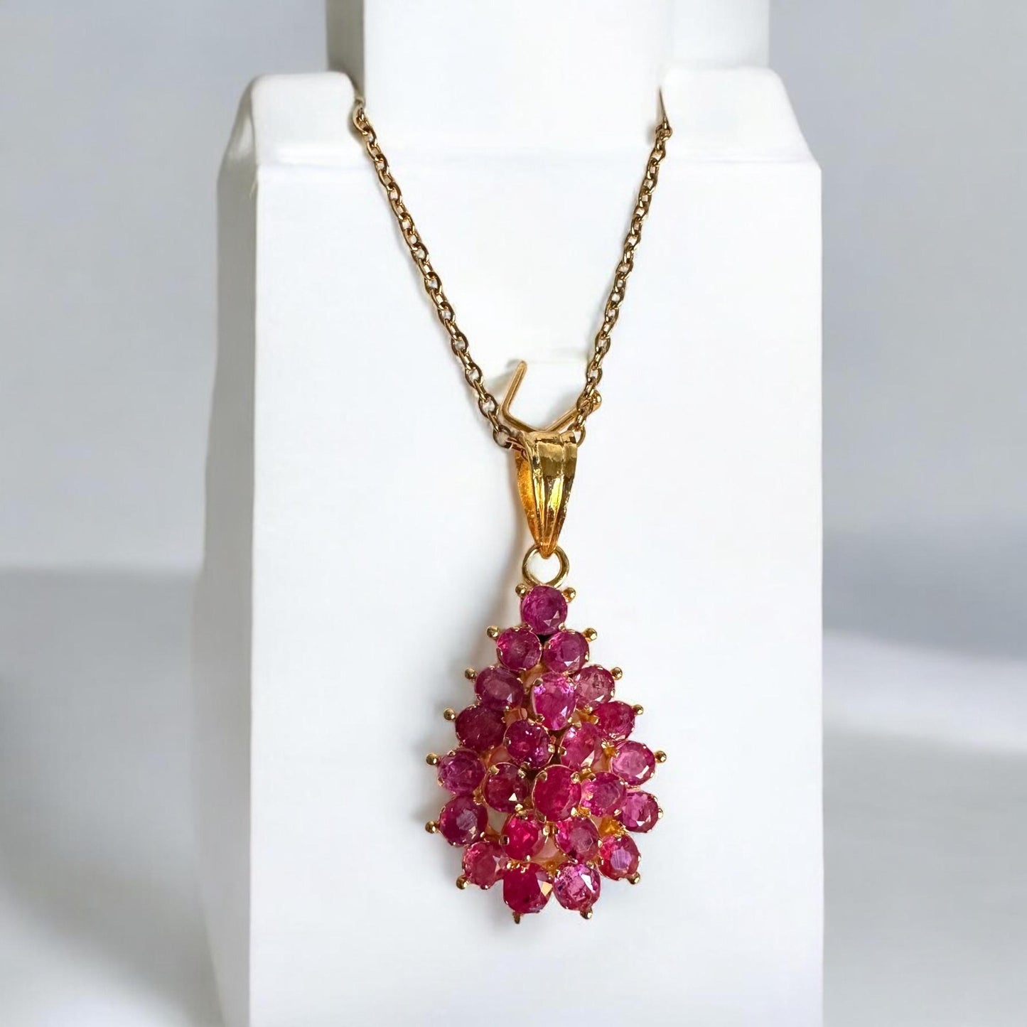 Beautiful Teardrop pendant in Natural Unheated Burmese Ruby (total 4 carats) and 20K Solid Gold