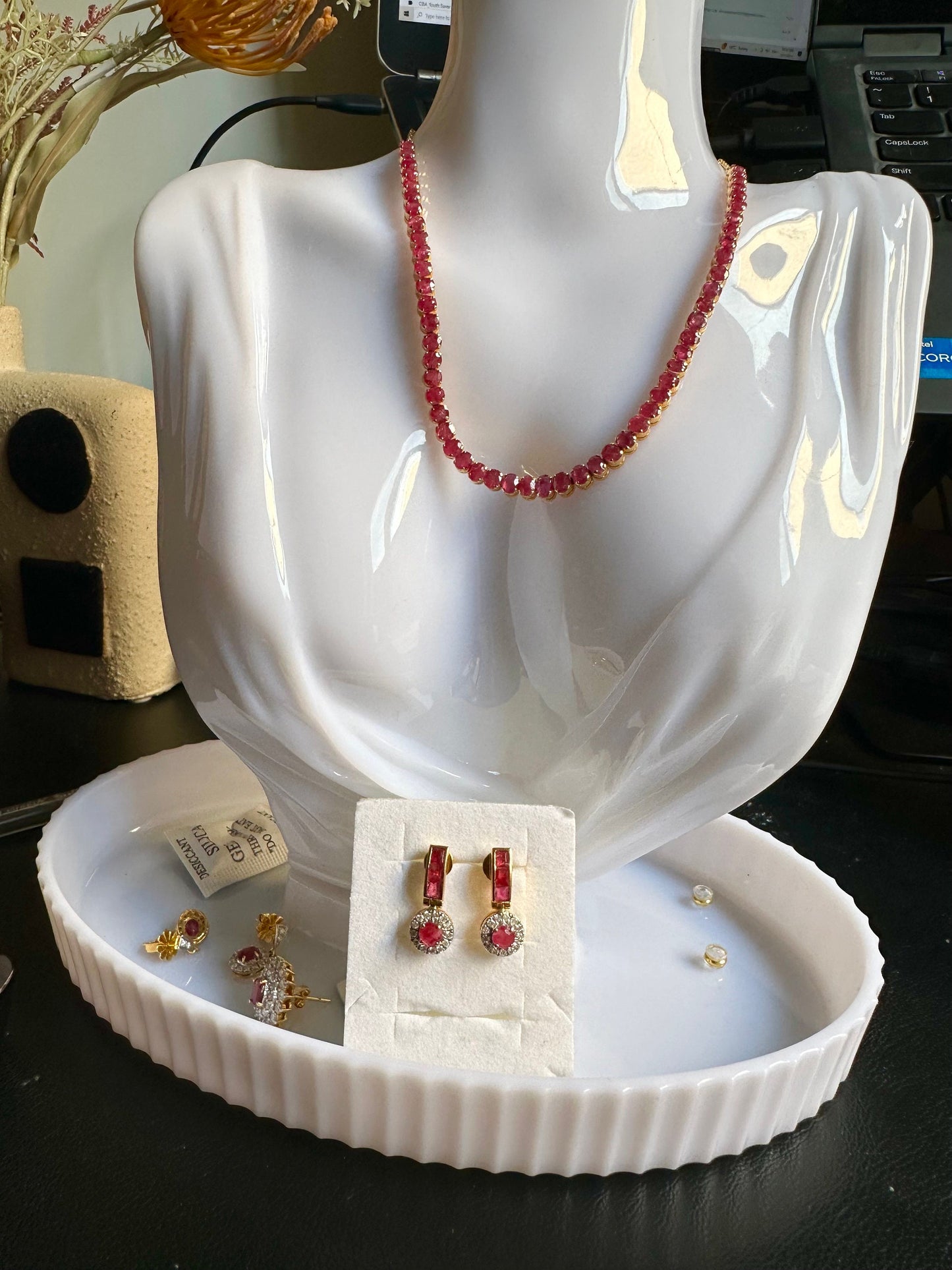 Total 21CT Natural Unheated Burma Ruby necklace/tennis necklace in 20K Gold
