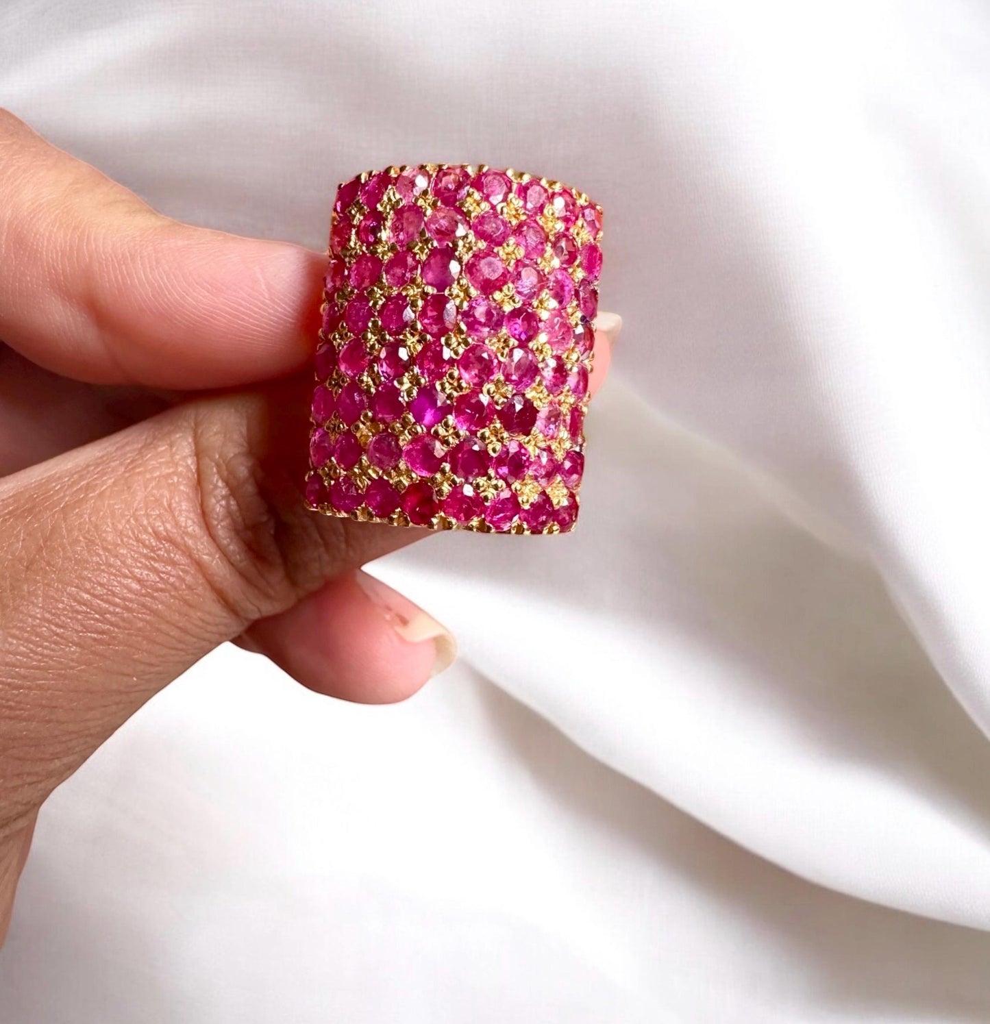 Vintage Sunflower Design Burmese Natural Unheated Ruby (2.65CT) and Diamonds Ring in 20K Solid Gold