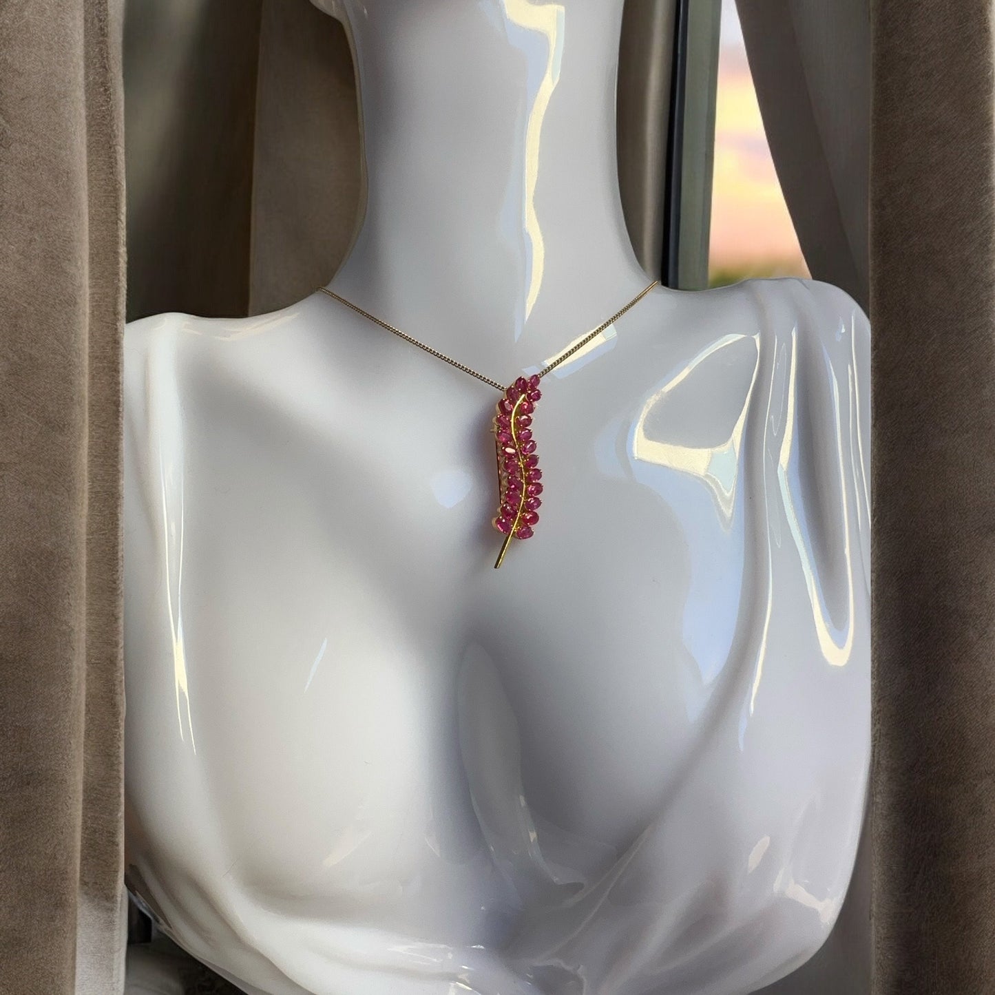 Two Ways (Pendant + Brooch) in Natural Unheated Burma Ruby (total 3.56CT) and 18K Solid Gold