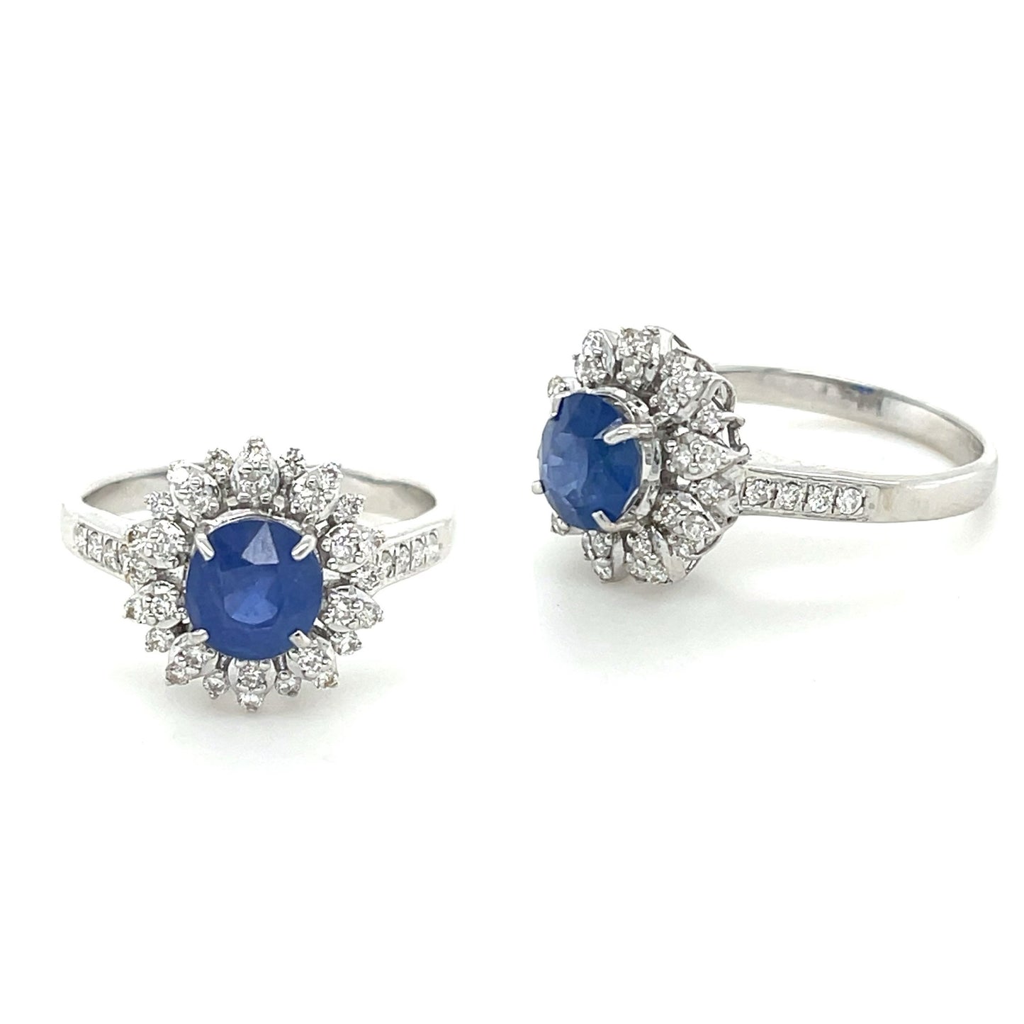 1.63 CT Natural Unheated Burmese Sapphire and natural Diamond Ring