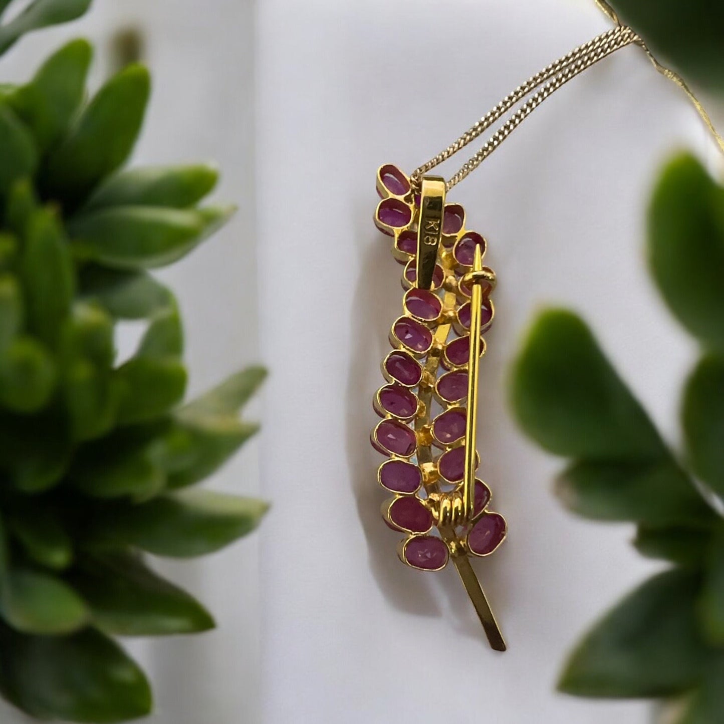 Two Ways (Pendant + Brooch) in Natural Unheated Burma Ruby (total 3.56CT) and 18K Solid Gold